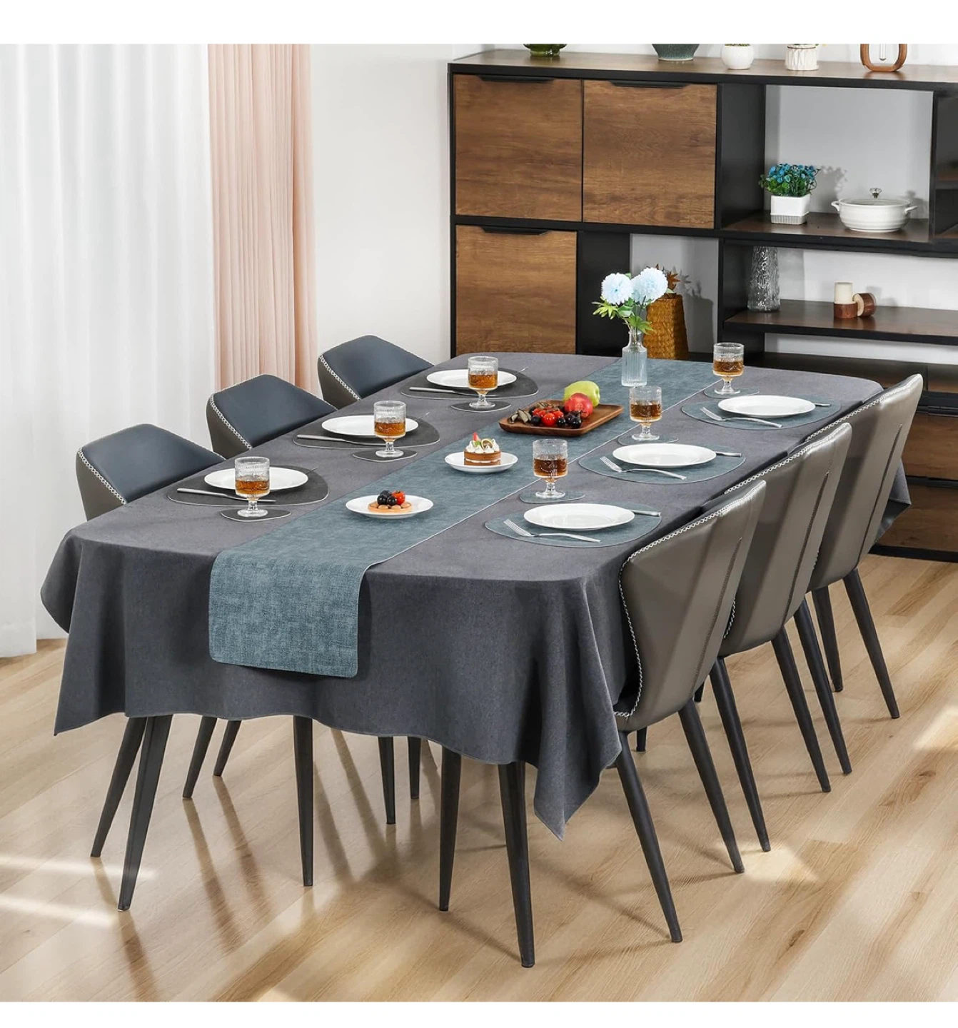 Set of 6 Dual-Sided Placemats, Linen Texture - photo 2