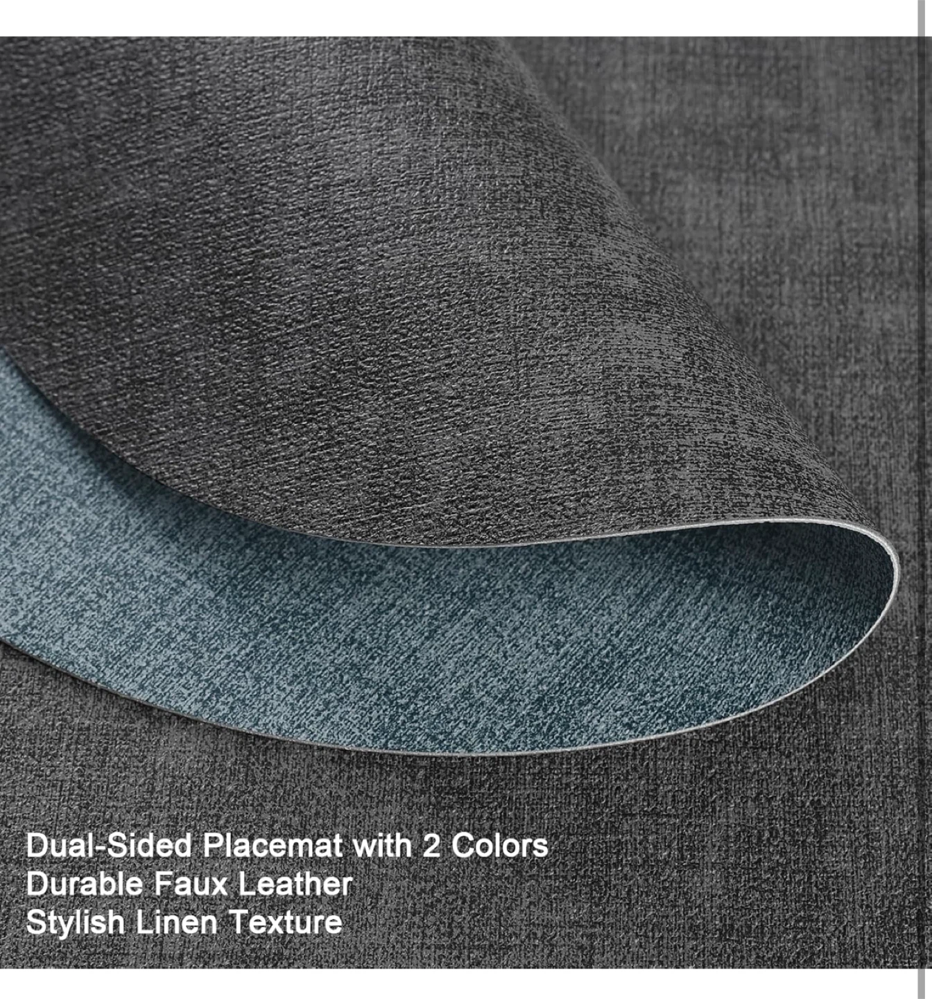 Set of 6 Dual-Sided Placemats, Linen Texture - photo 4