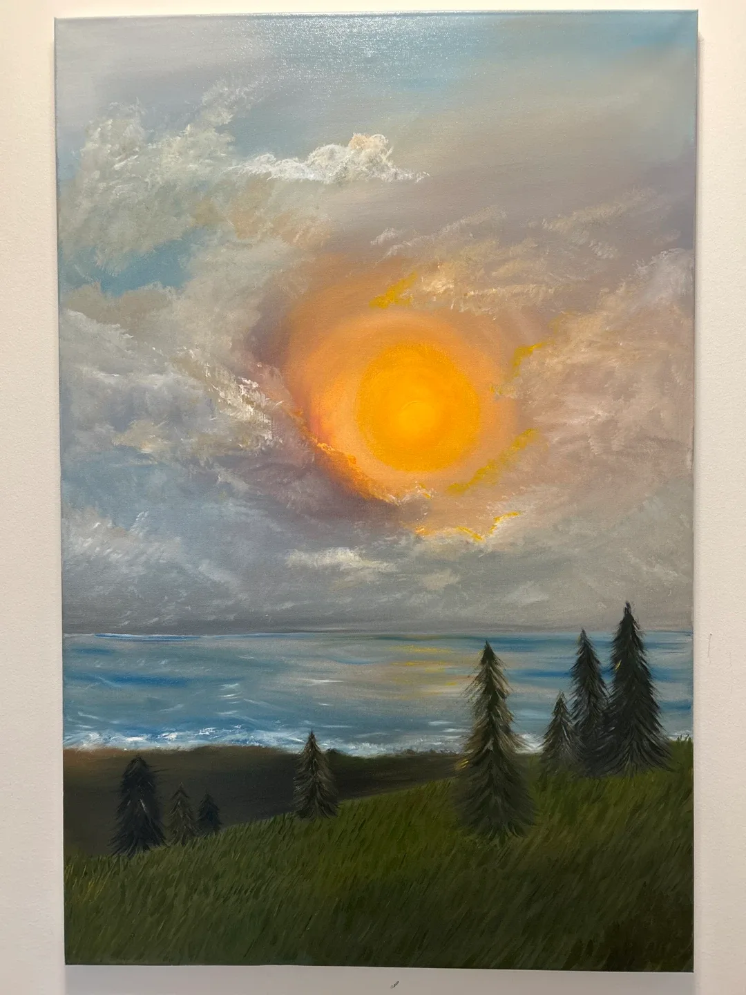 24x36 in Oil Sunset painting