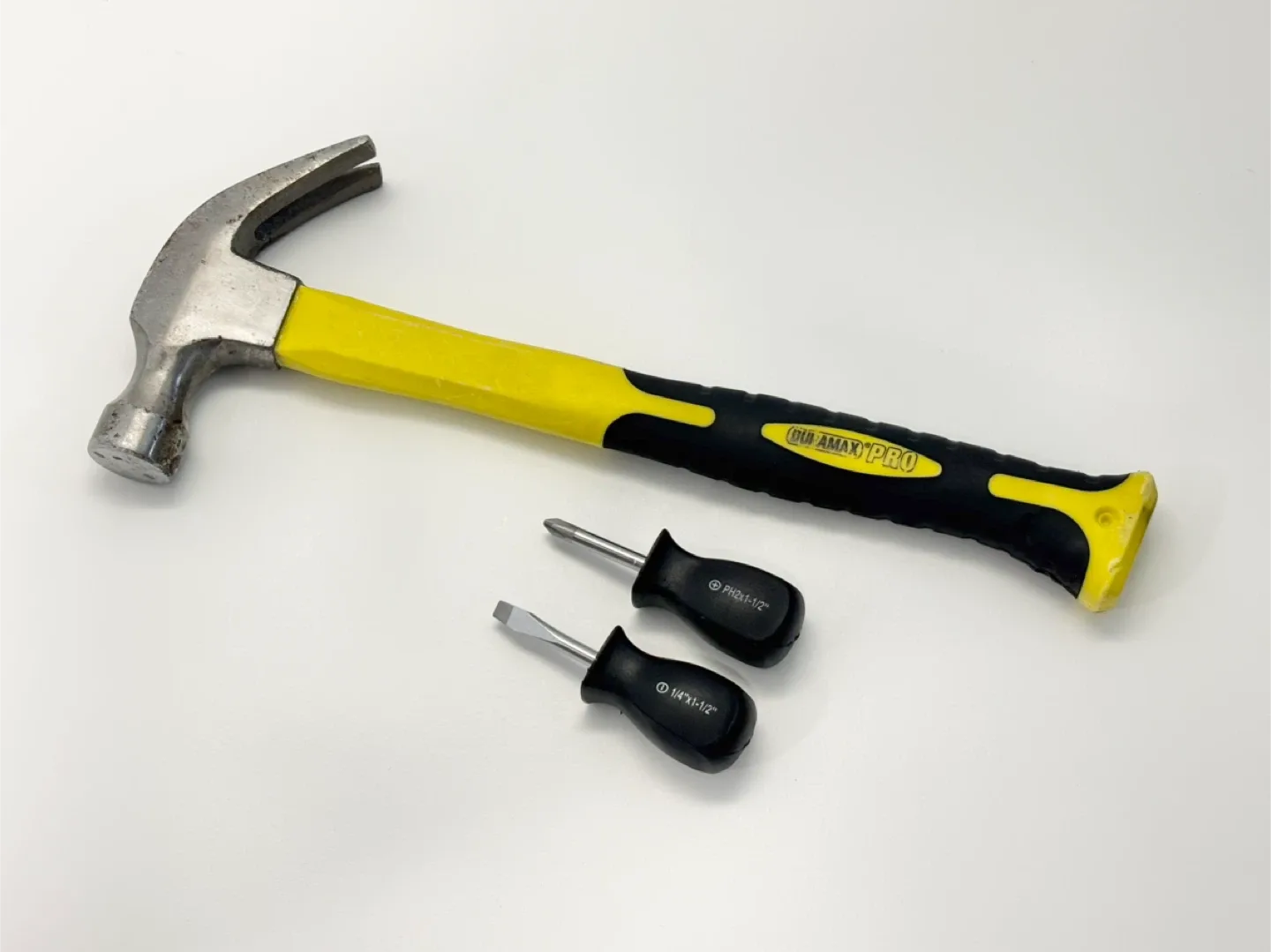 Hammer and 2 Short Screwdrivers - 1/4" & PH2