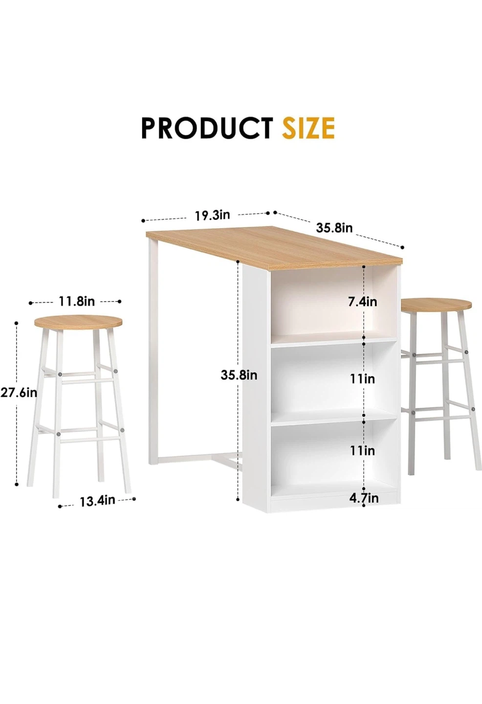 Counter Height Bar/Dining Table with 2 Stools - photo 2