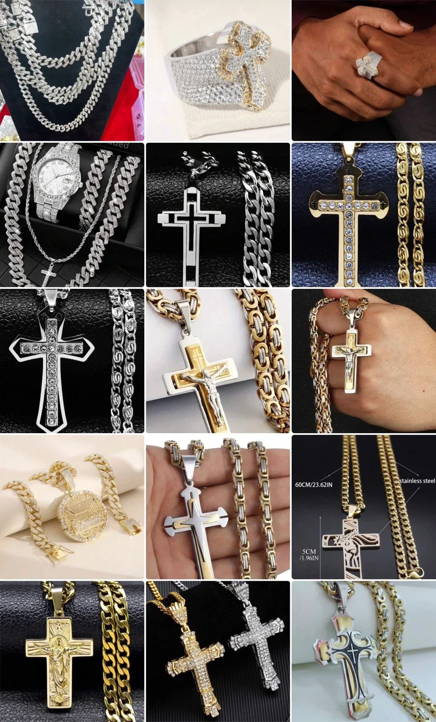 Assorted Cross Pendants and Chains