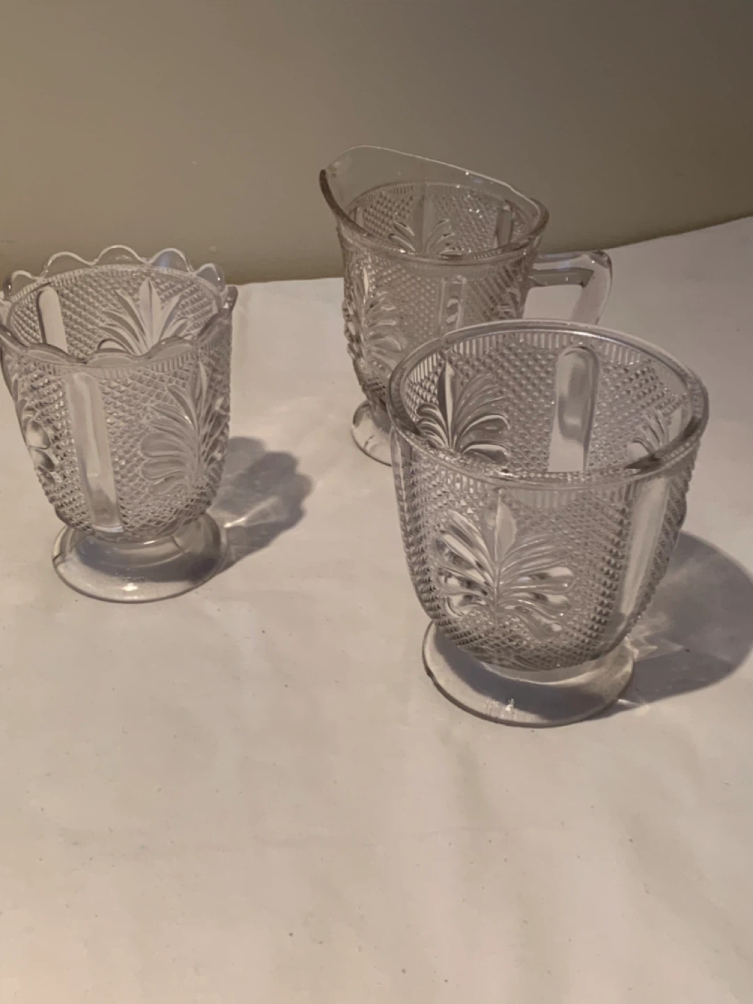 Vintage Pressed Glass Creamer & Sugar Set