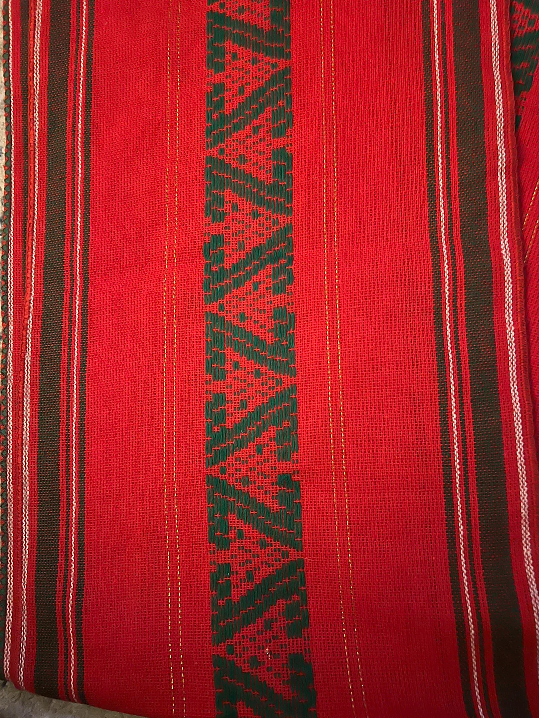 Danish Vintage set of 2 Red Table Runners with Green Accents - photo 2