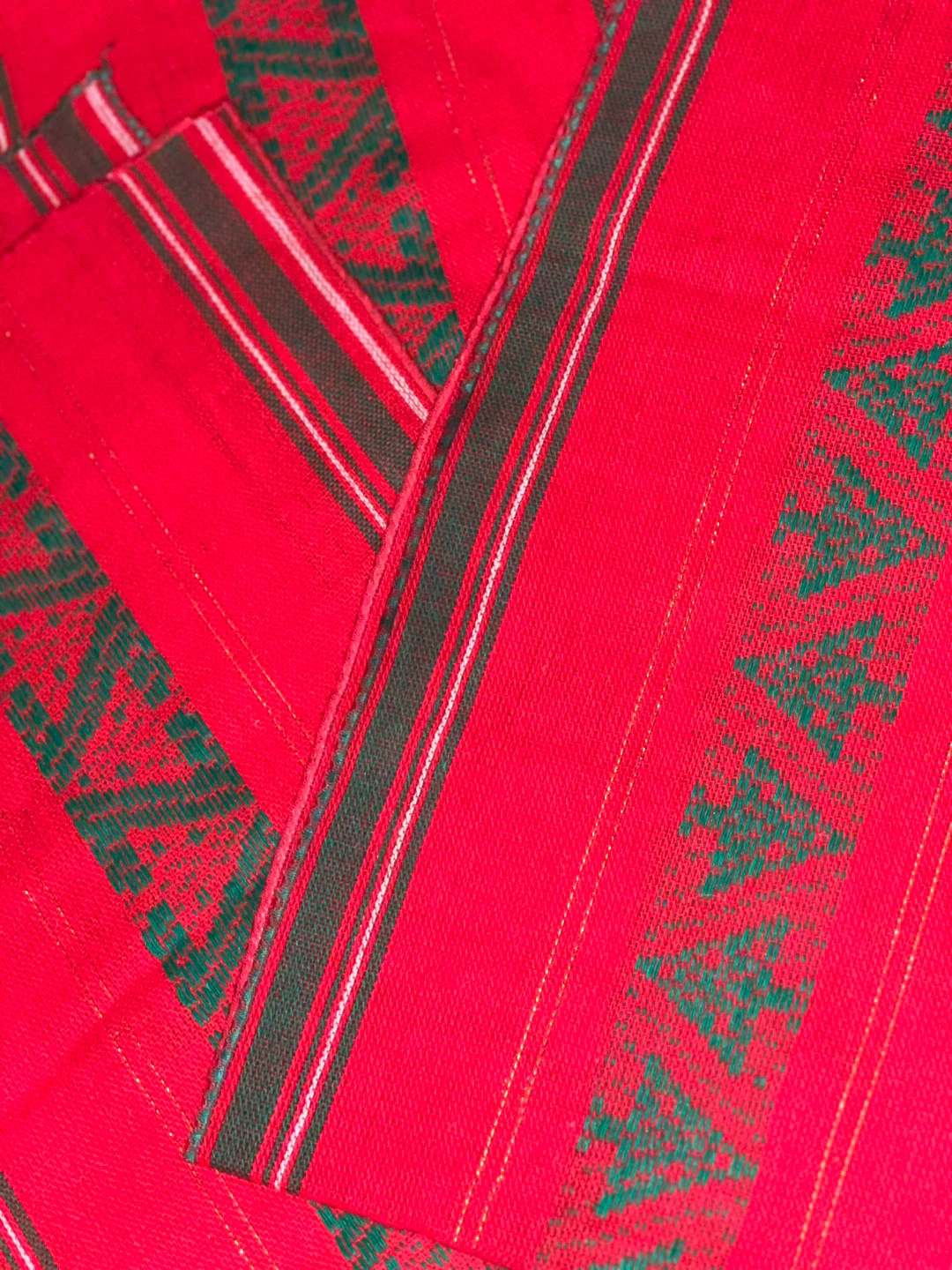 Danish Vintage set of 2 Red Table Runners with Green Accents - photo 3