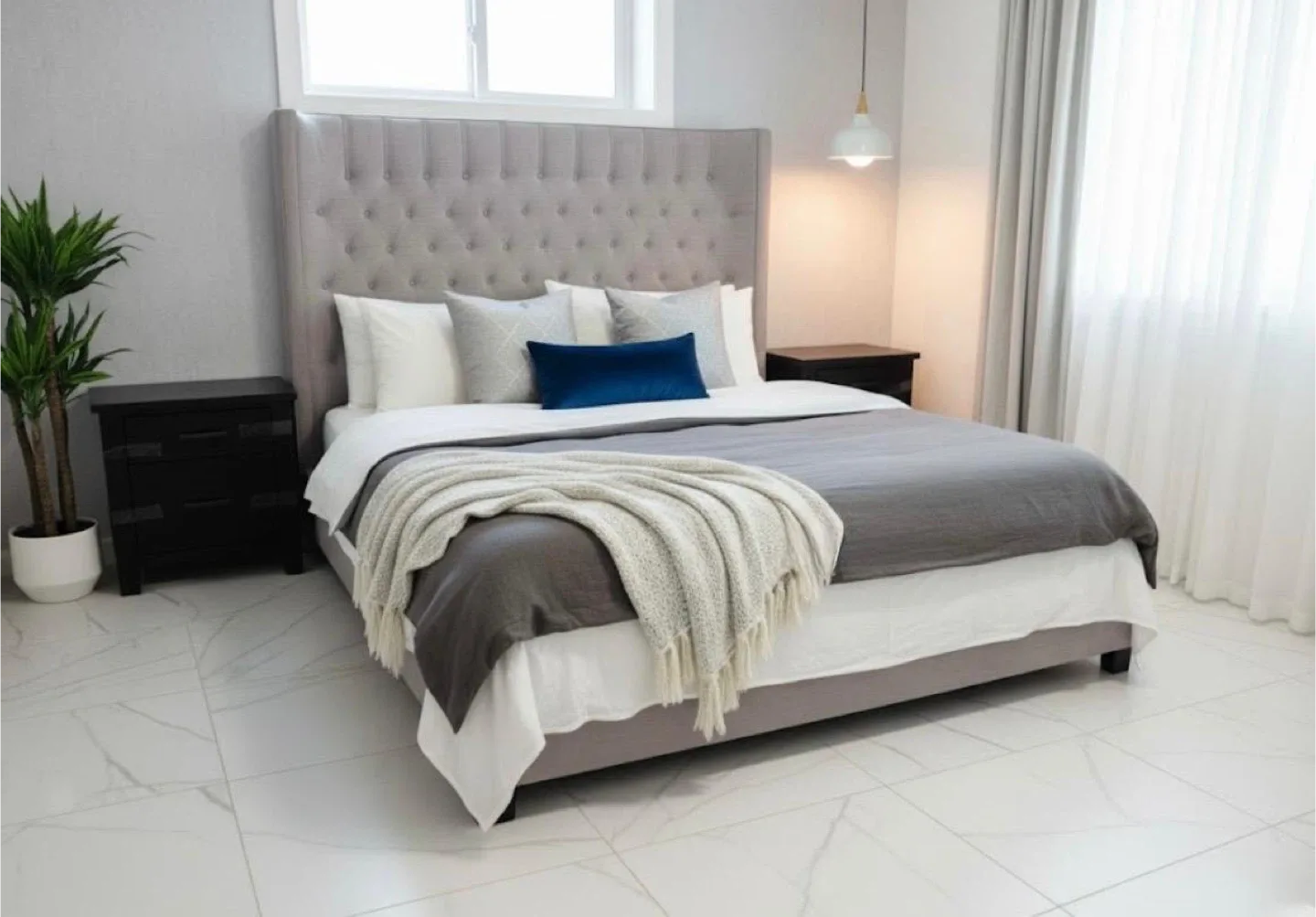 Grey King Size Bed Frame image indicator(3)