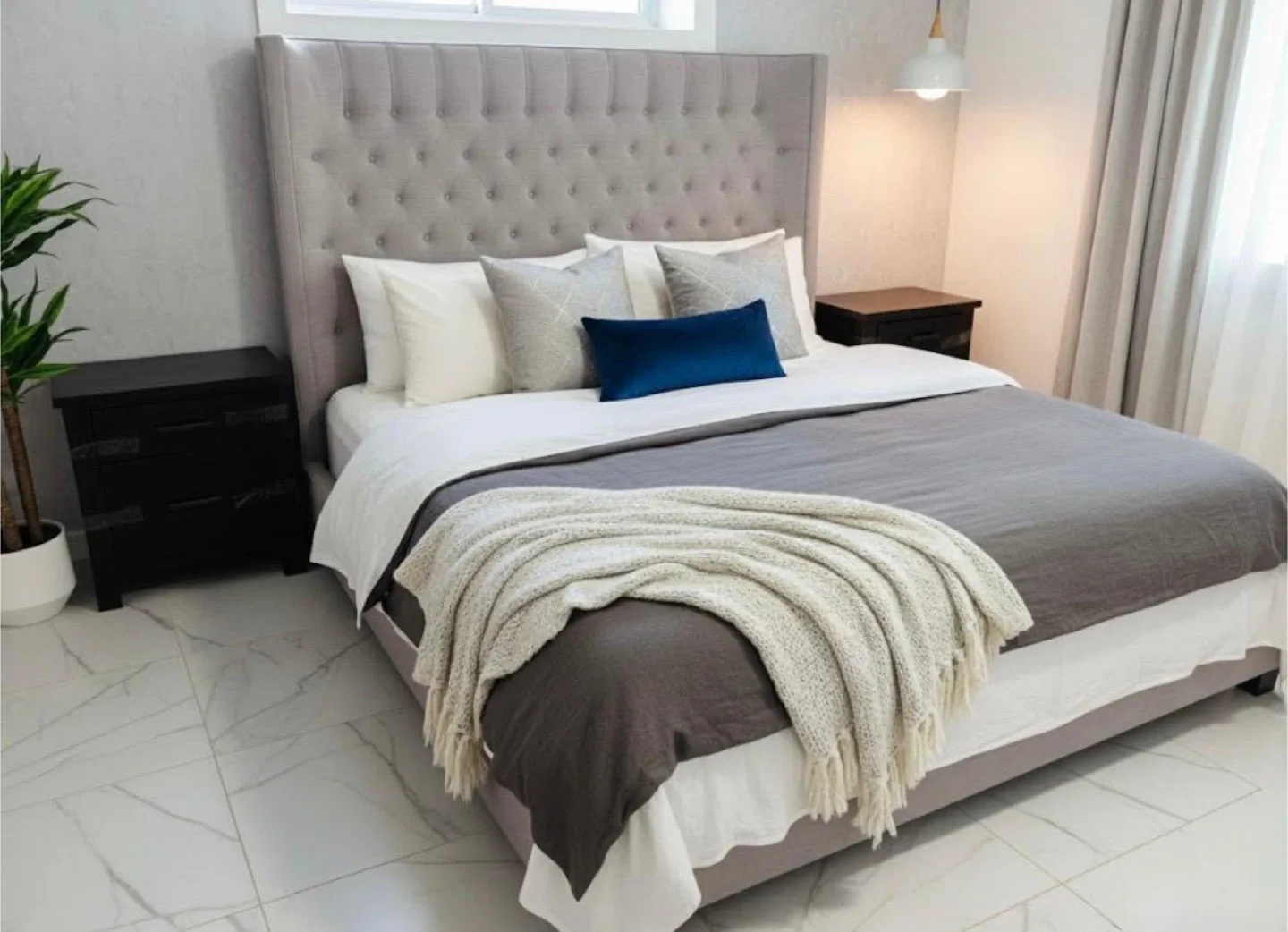 Grey King Size Bed Frame image indicator(2)