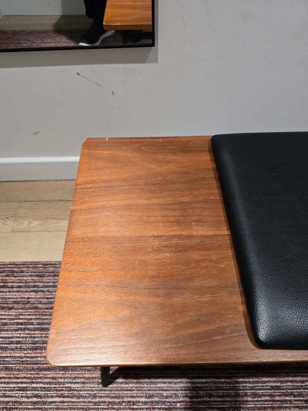 Modern walnut leather bench image indicator(3)