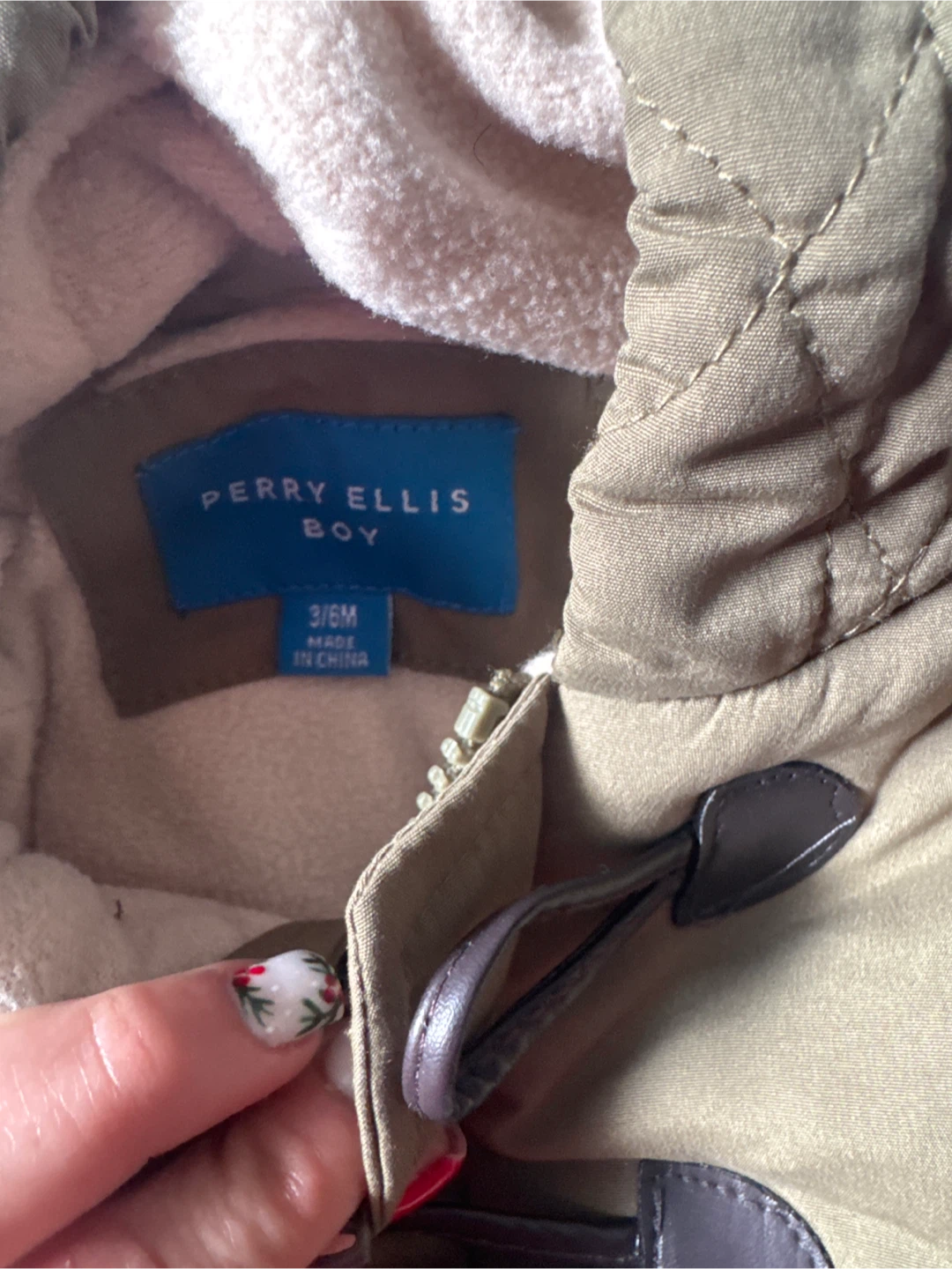 Perry Ellis Boy 3/6M Quilted Olive Green Snowsuit - photo 2