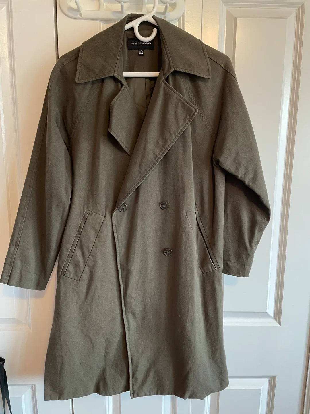 Plastic Island Olive Green Trench Coat - Size S