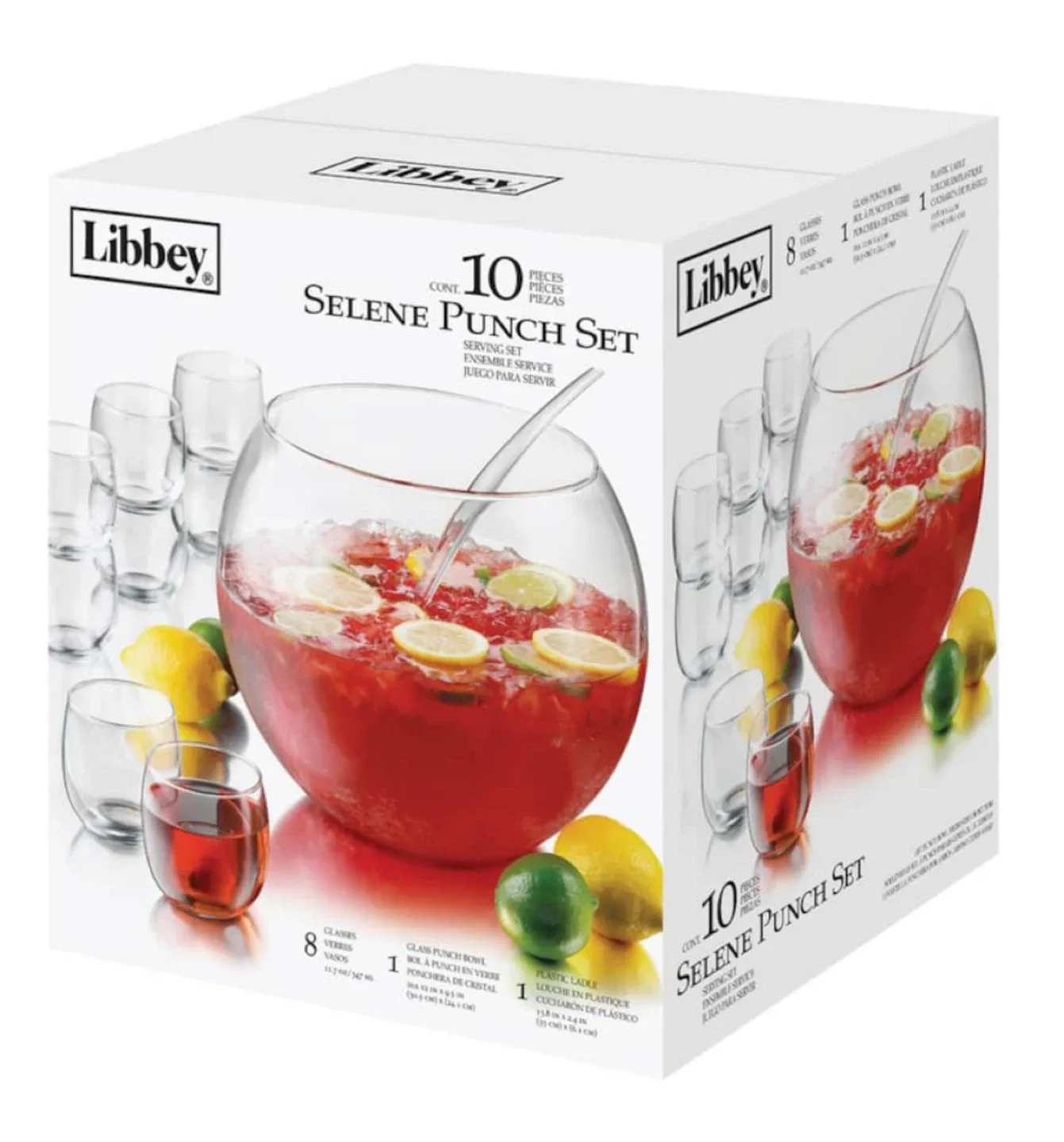 Punch Bowl Set by Libbey , 8 glasses
