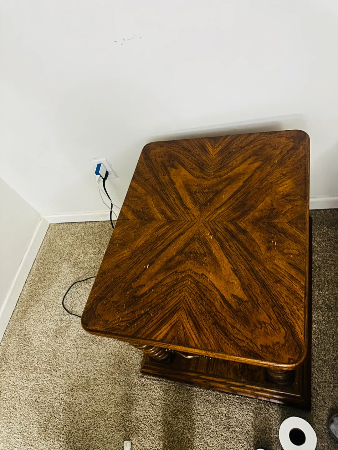 Vintage Wooden Side Table with Drawer