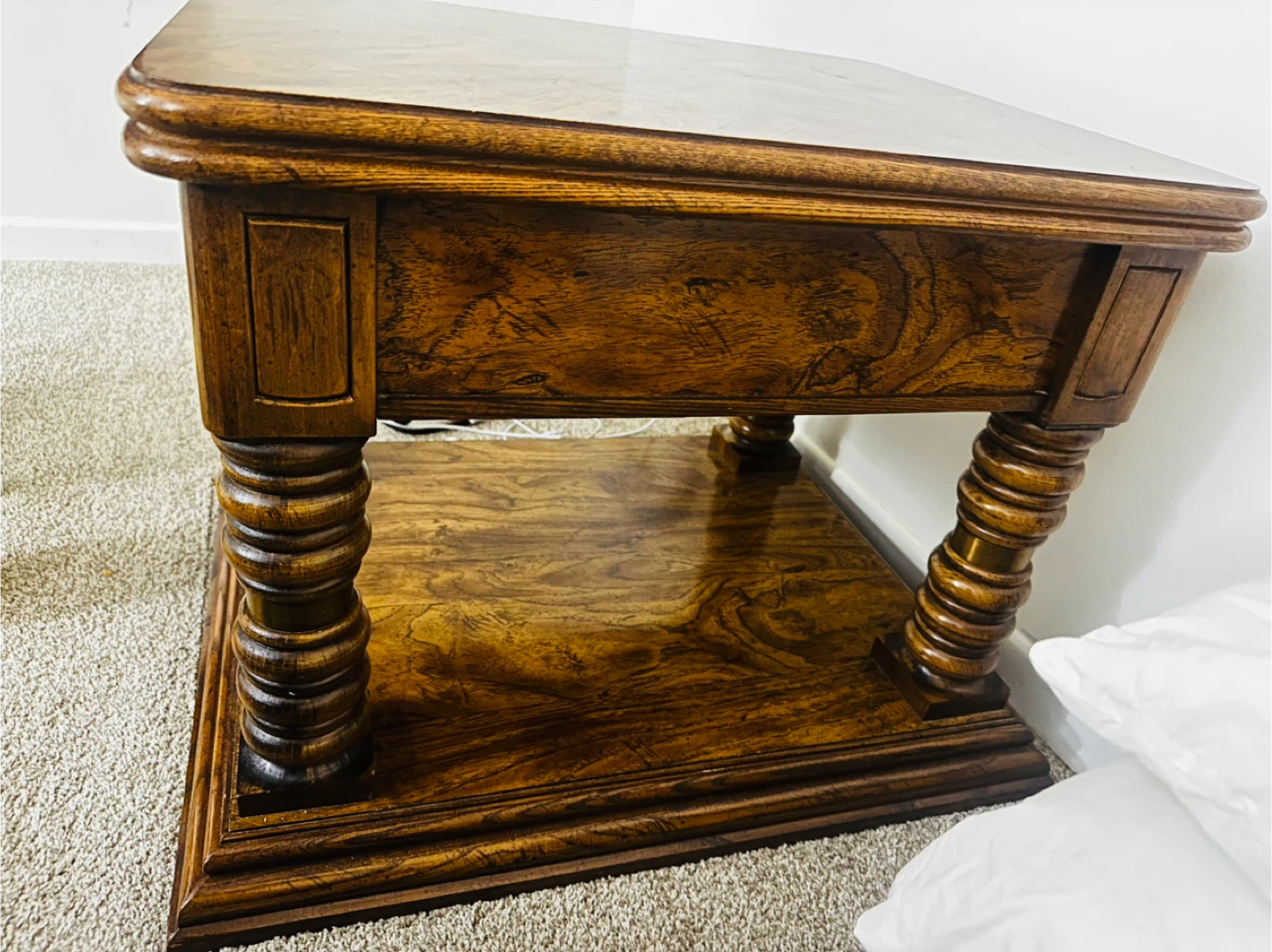 Vintage Wooden Side Table with Drawer - photo 4
