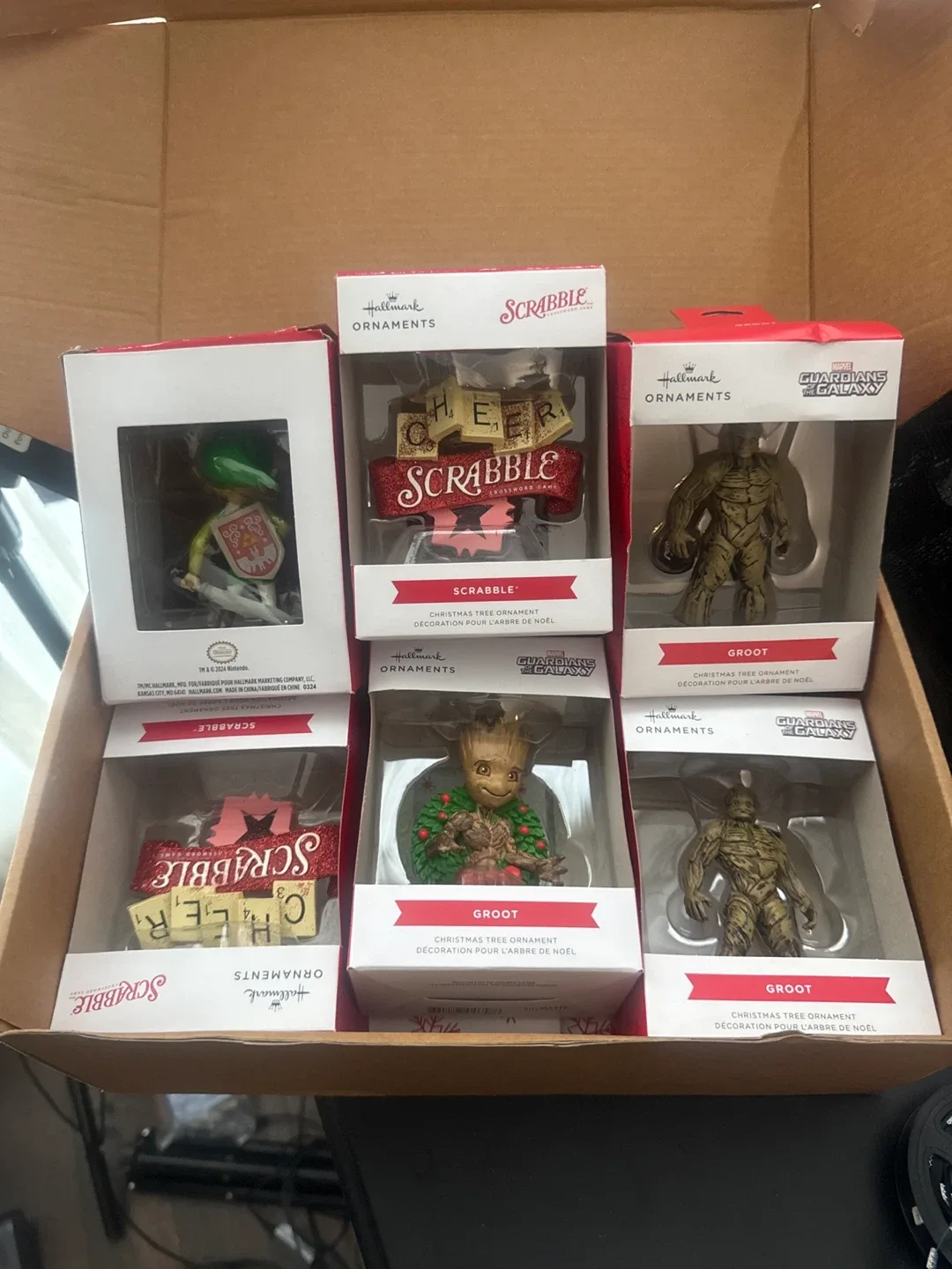 Hallmark Ornaments: Scrabble, Groot, Link - New in Box!