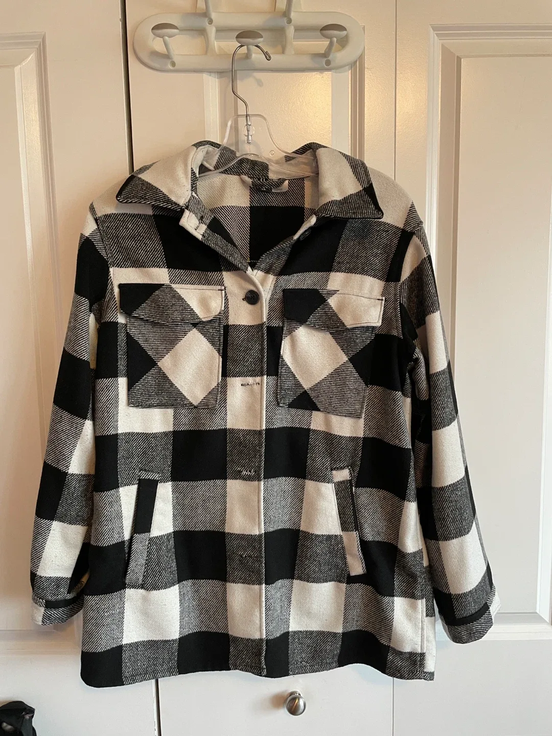 H&M Black & White Plaid Shacket, Size S