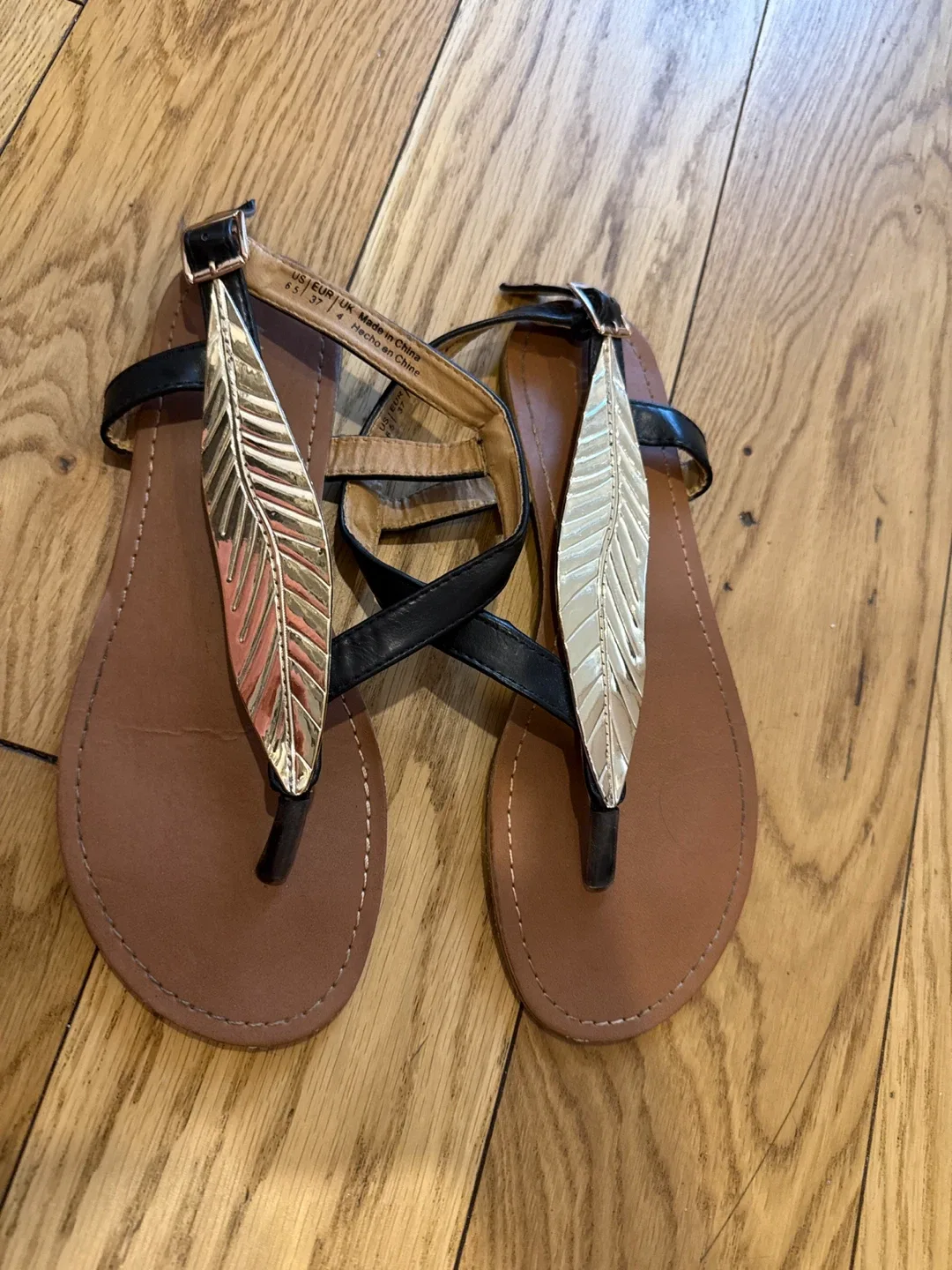 ALDO Black & Gold Sandals image indicator(2)