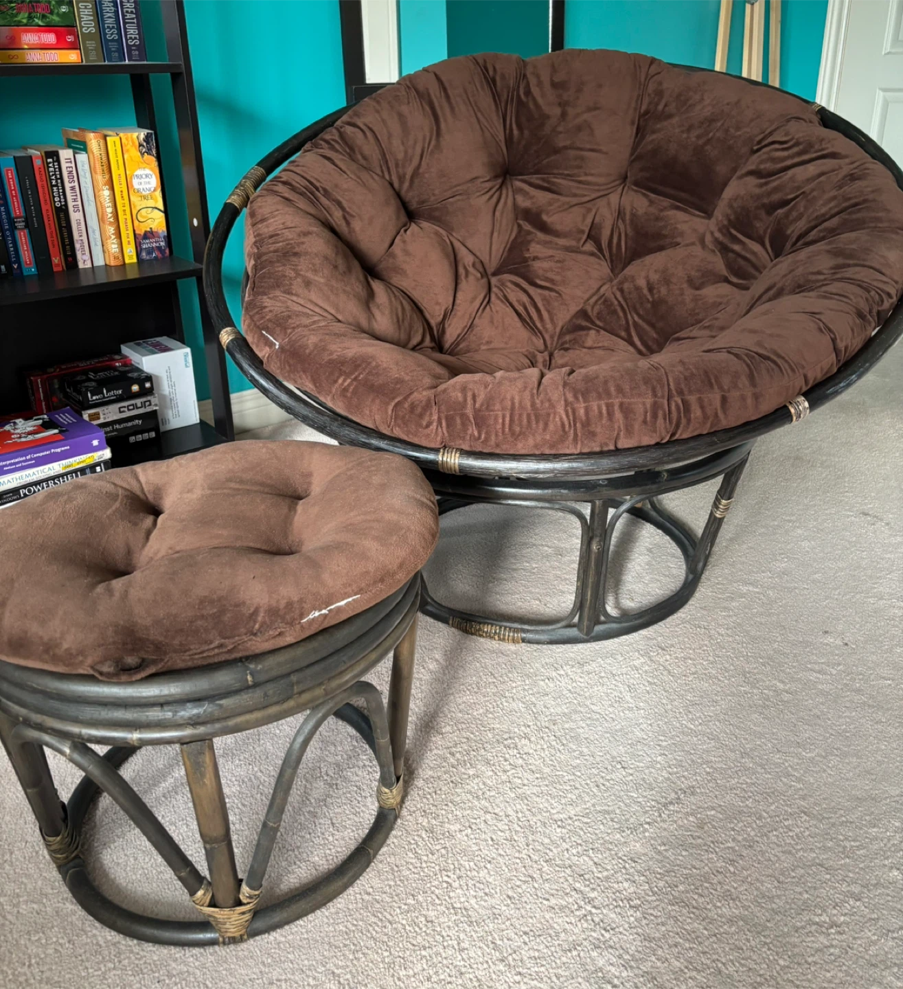 Chair with Ottoman - Brown