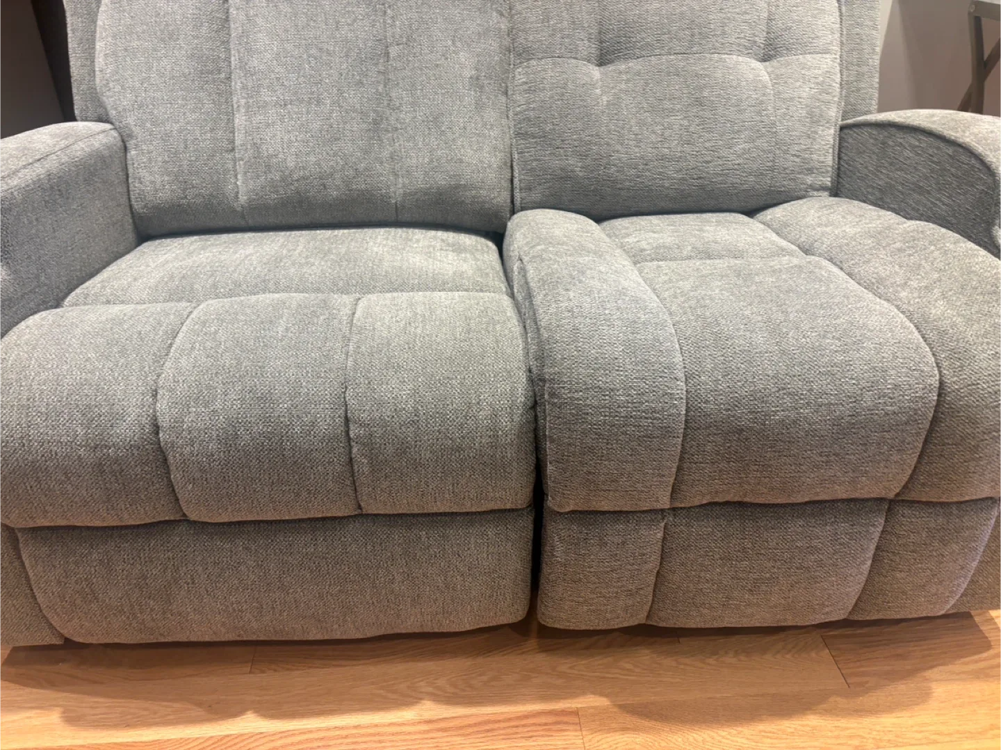 Grey Loveseat Recliner with Cupholders- AS IS image indicator(2)