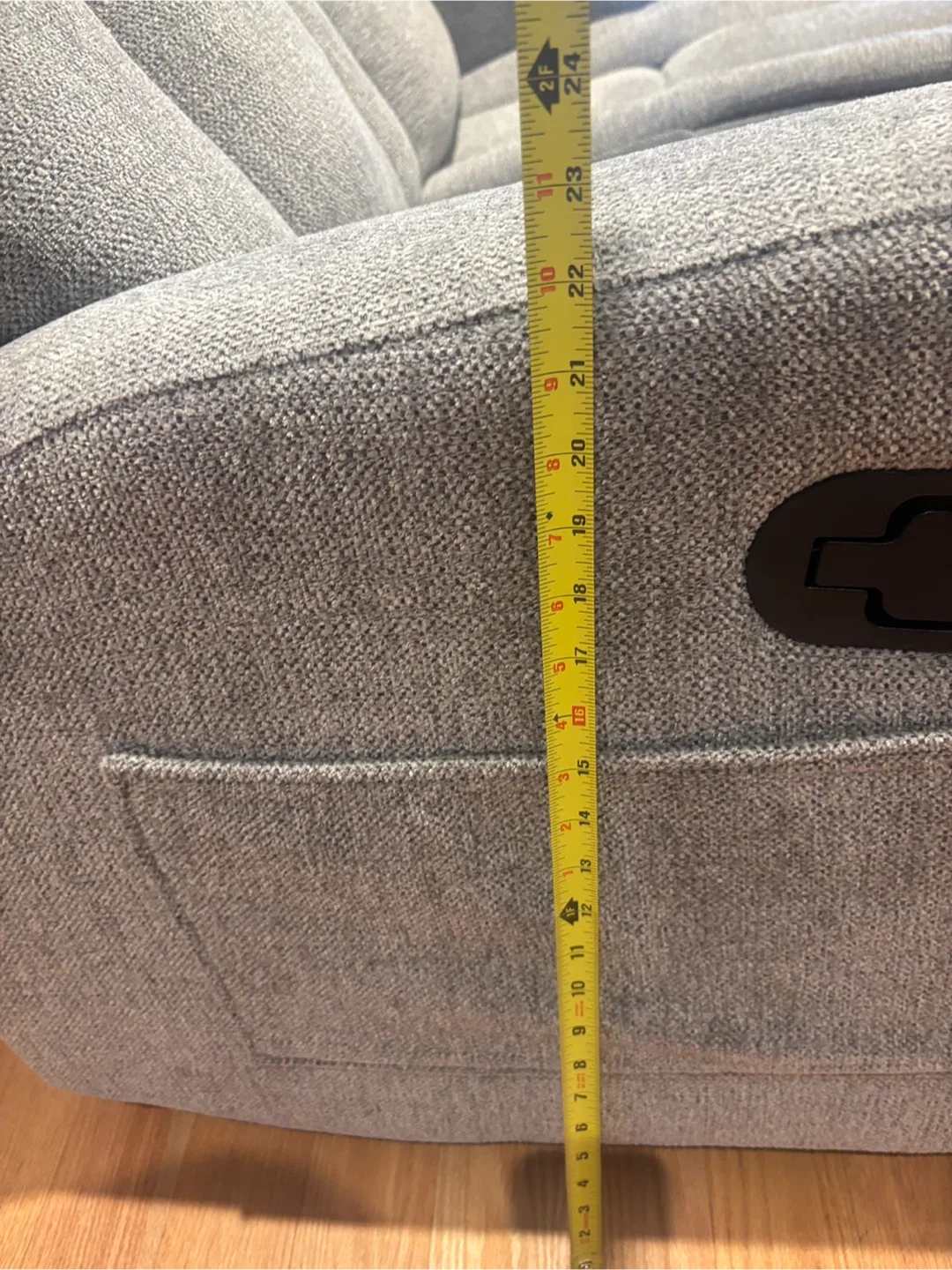 Grey Loveseat Recliner with Cupholders- AS IS image indicator(10)