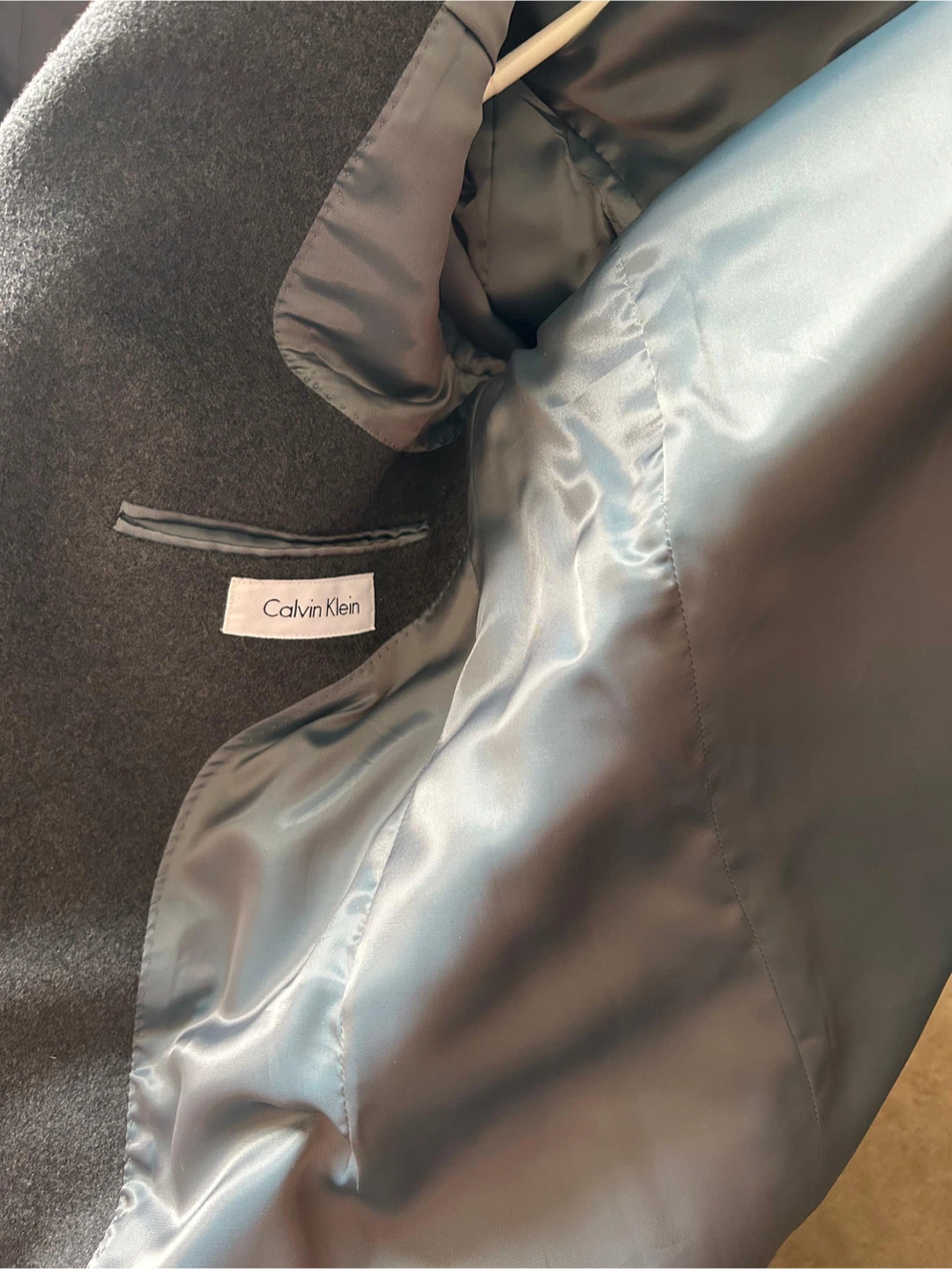 Calvin Klein Grey Wool Blend Overcoat - photo 5