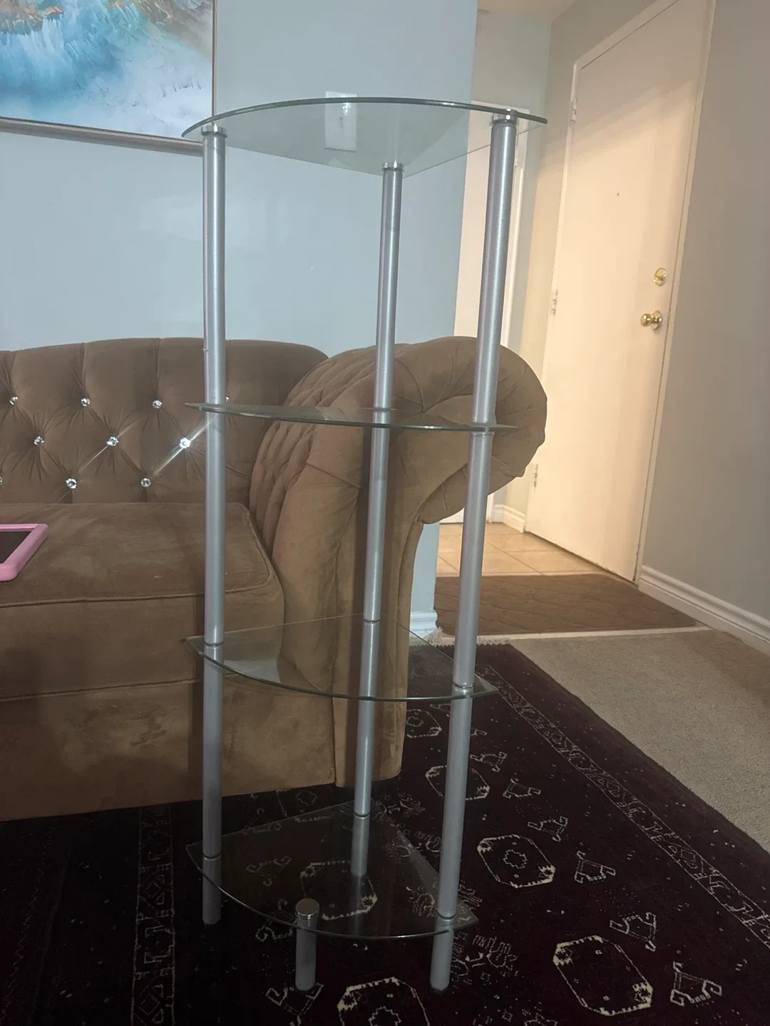 Glass & Silver Corner Shelf image indicator(2)