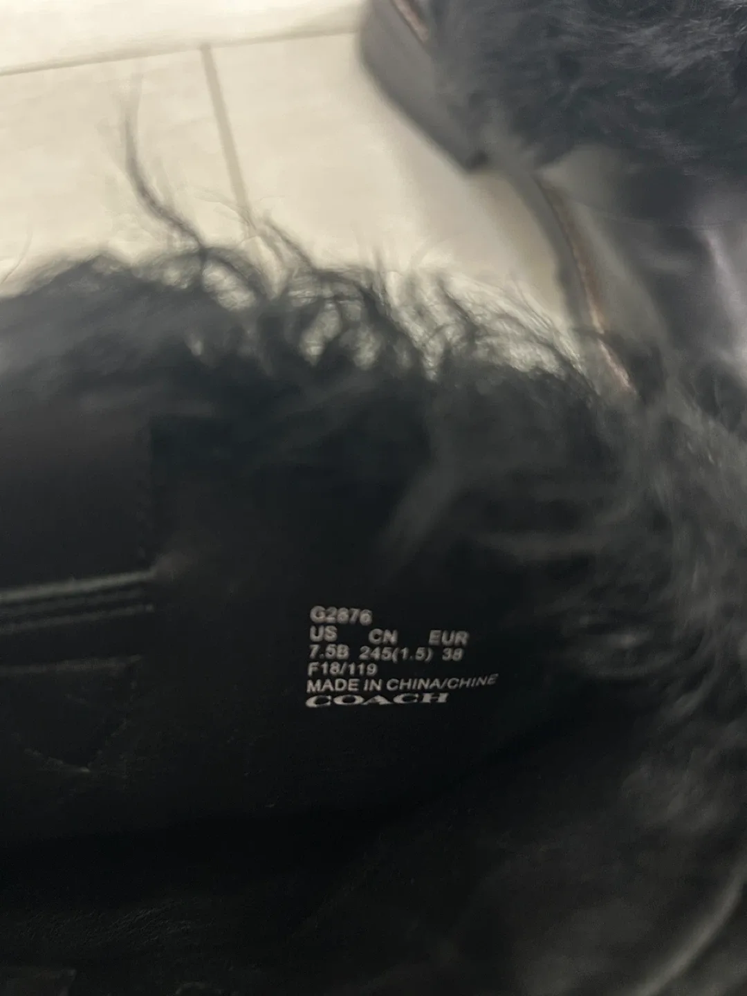 Coach G2676 Black Leather & Fur Boots - Size 7.5 image indicator(3)