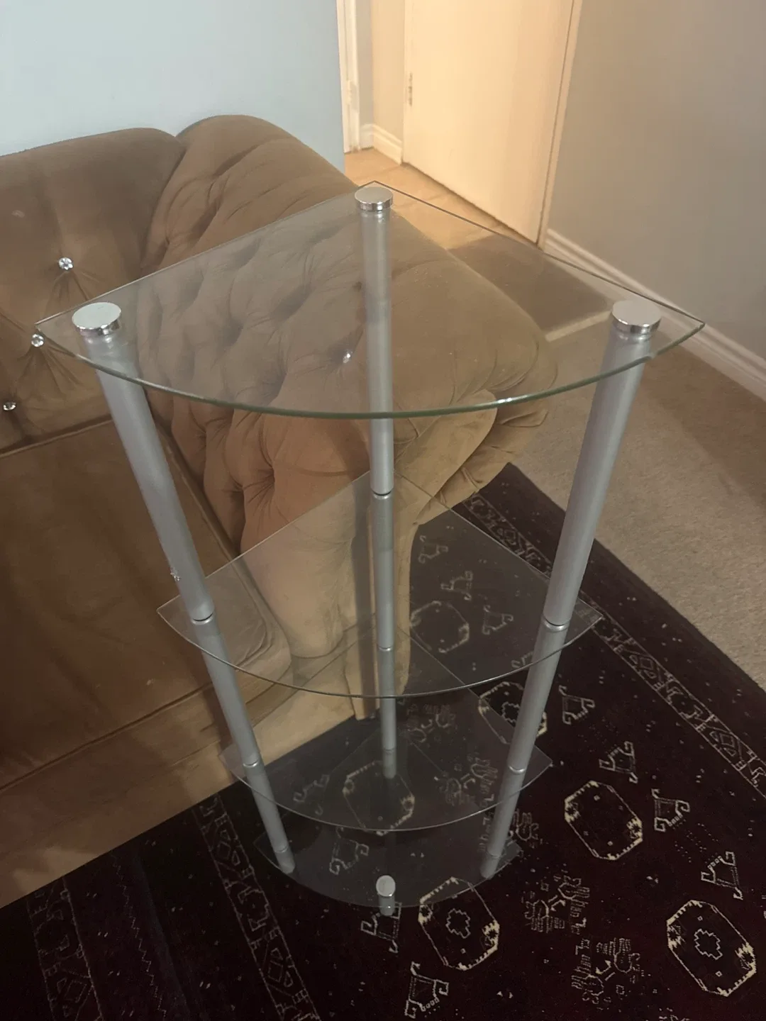 Glass & Silver Corner Shelf image indicator(3)