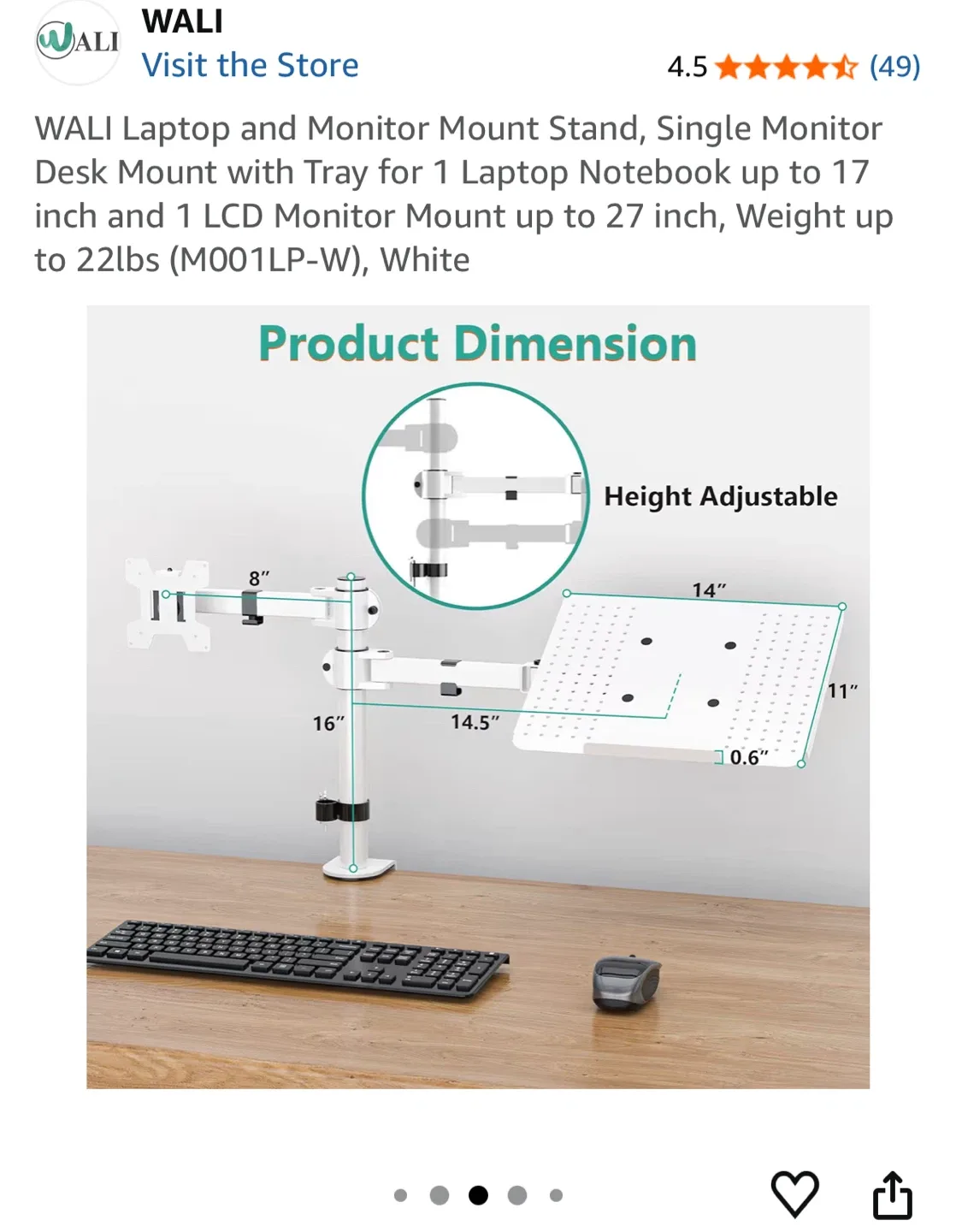 HP 23.8” Monitor and monitor desk mount for home office image indicator(3)