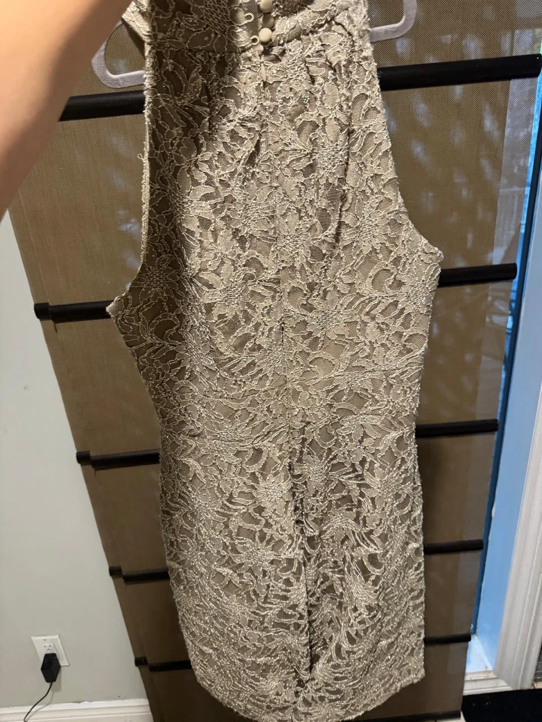 Lace Sleeveless Dress - Beige