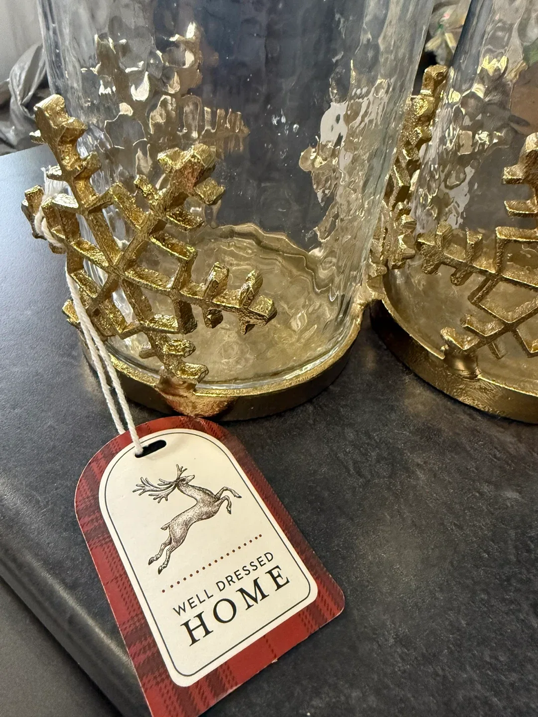 A pair of beautiful glass hurricanes, brand new! image indicator(2)