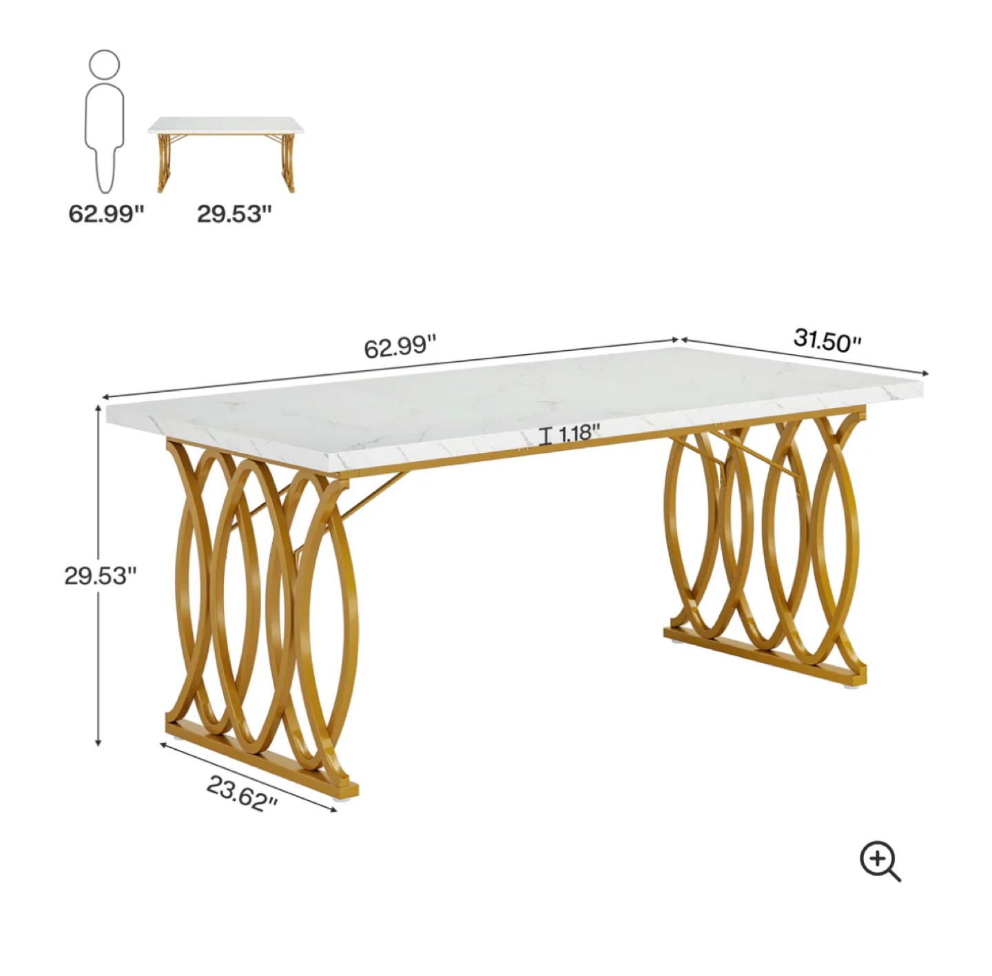 White Marble & Gold Executive Table/ Dinning - photo 2