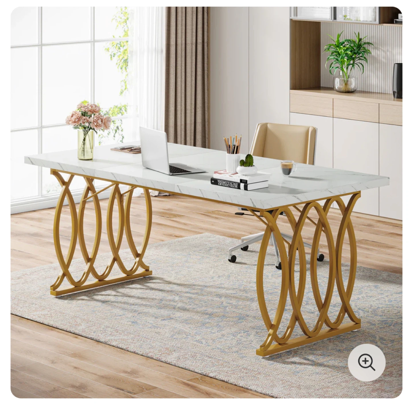 White Marble & Gold Executive Table/ Dinning