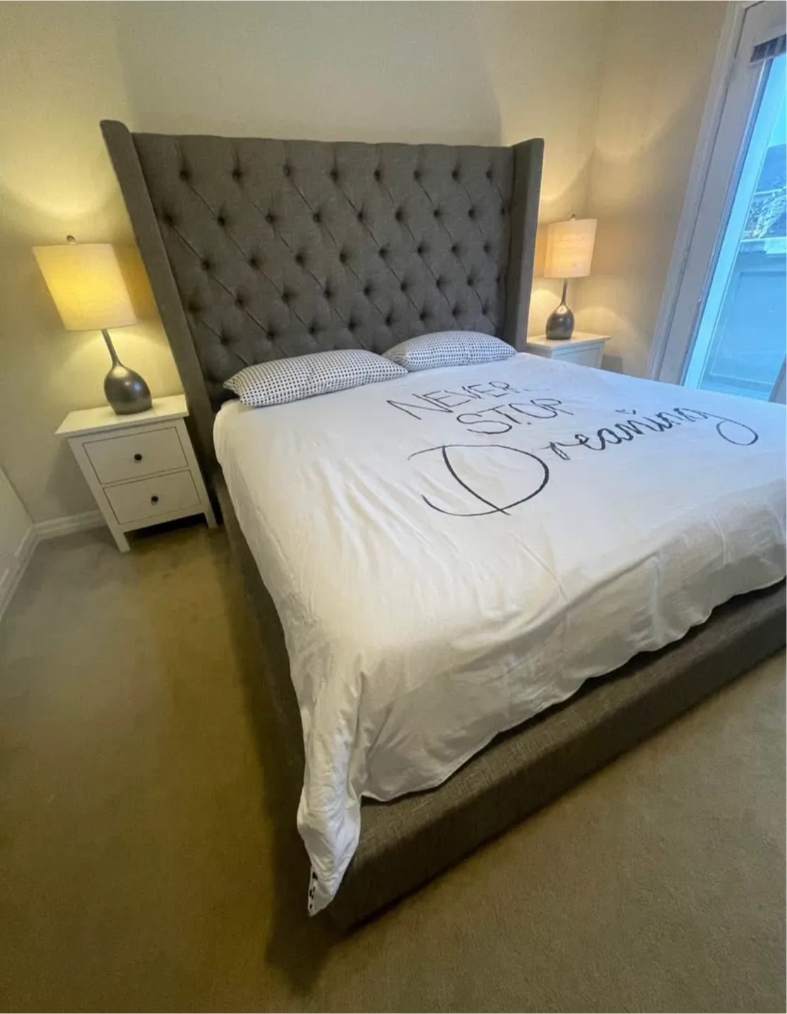 Ashley-Upholstered Wingback Headboard Bed Frame image indicator(2)