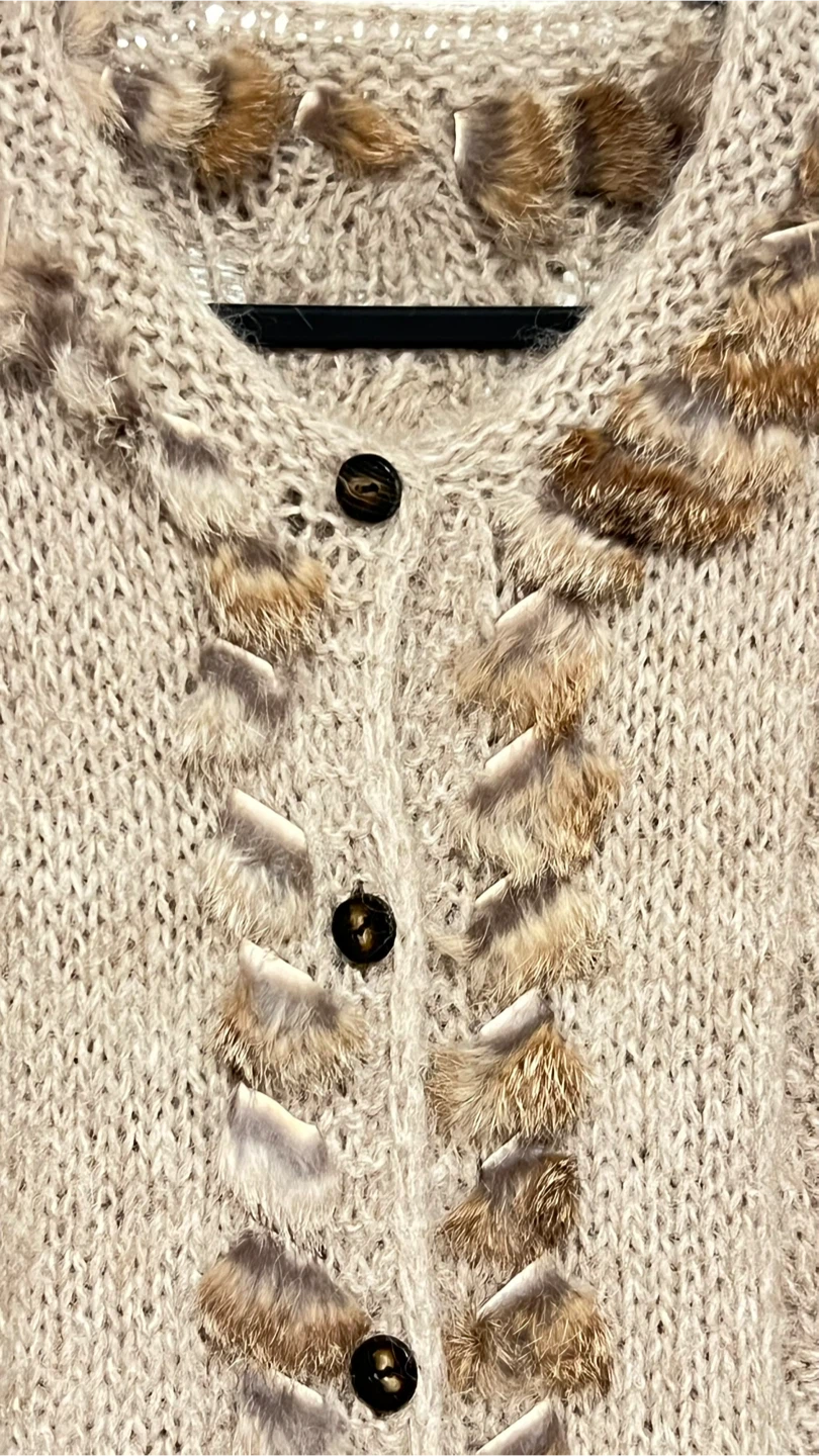 Fur Trim Knit Cardigan - photo 2