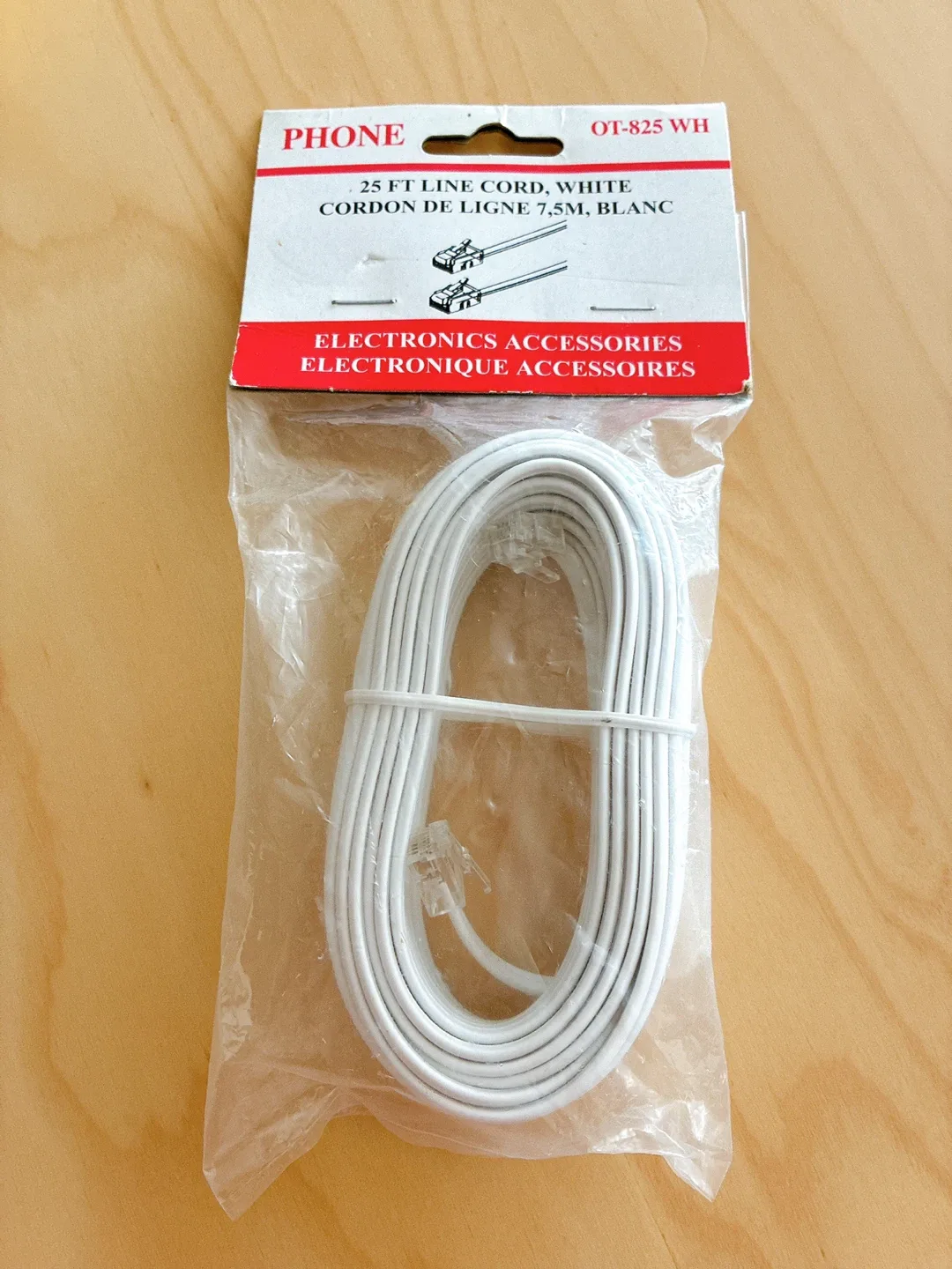 New 25 FT White Phone Line Cord