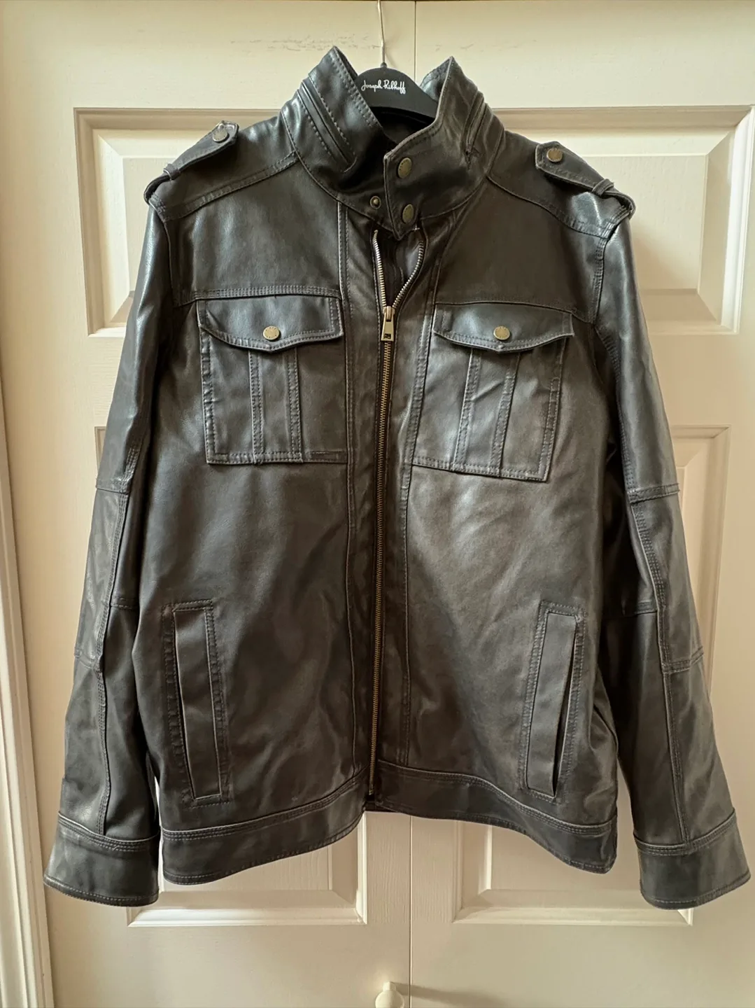 Black Rivet Faux Leather Men Jacket - Size M