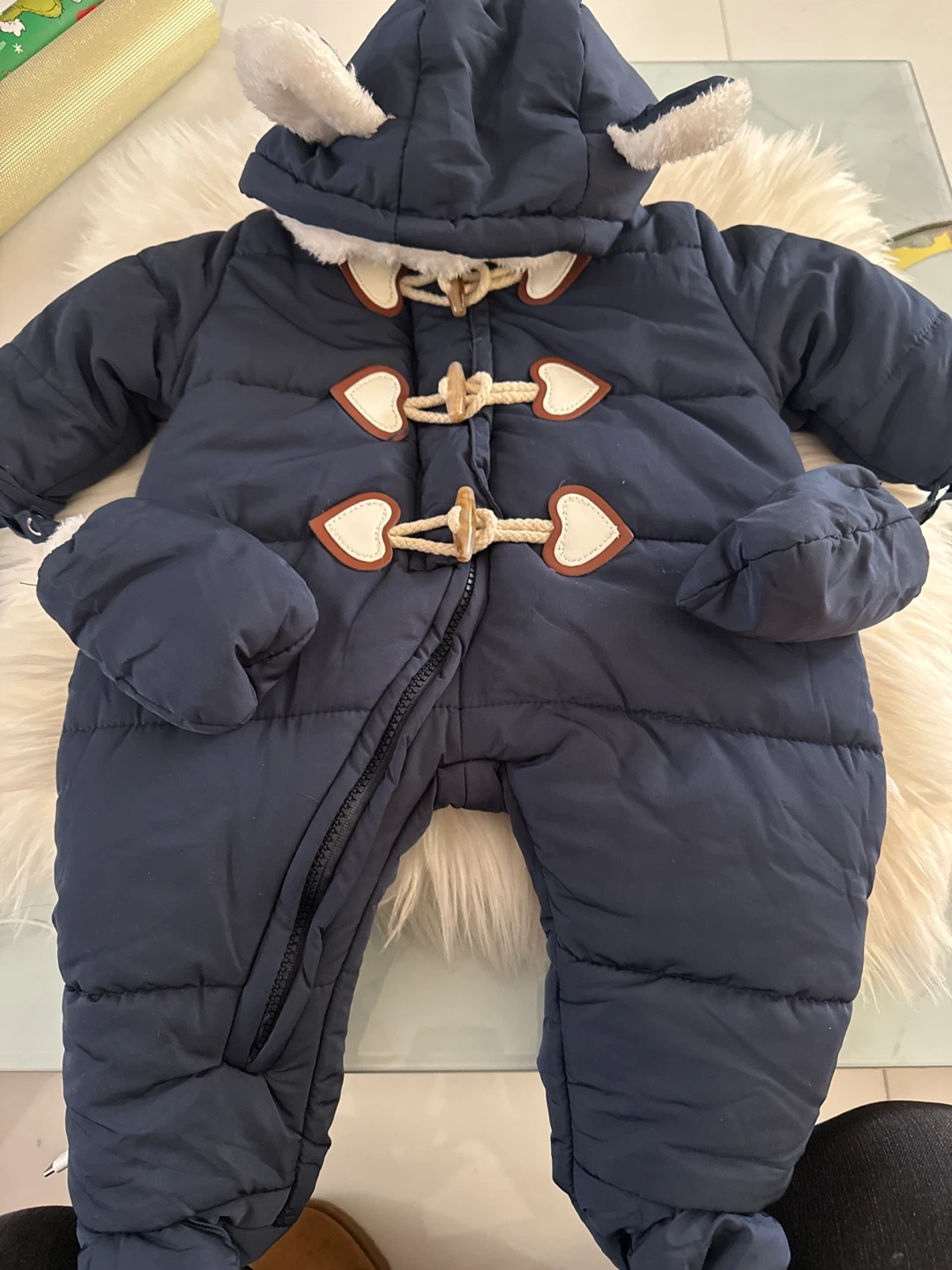 0 -8 M Navy Blue Baby Snowsuit with Hood - photo 4