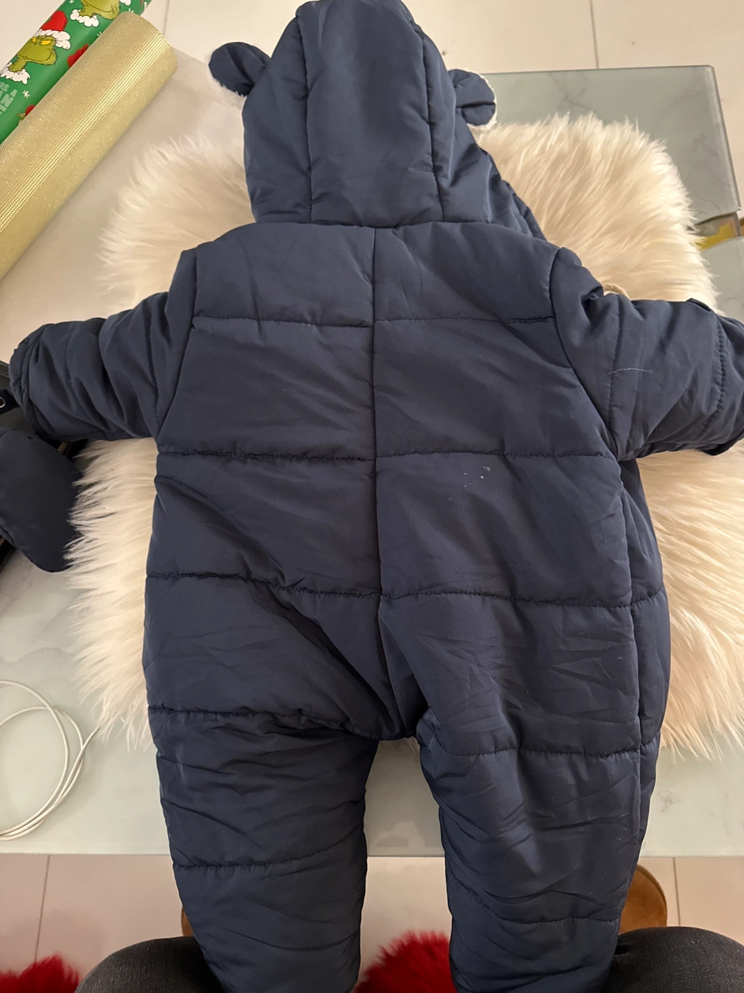 0 -8 M Navy Blue Baby Snowsuit with Hood - photo 3
