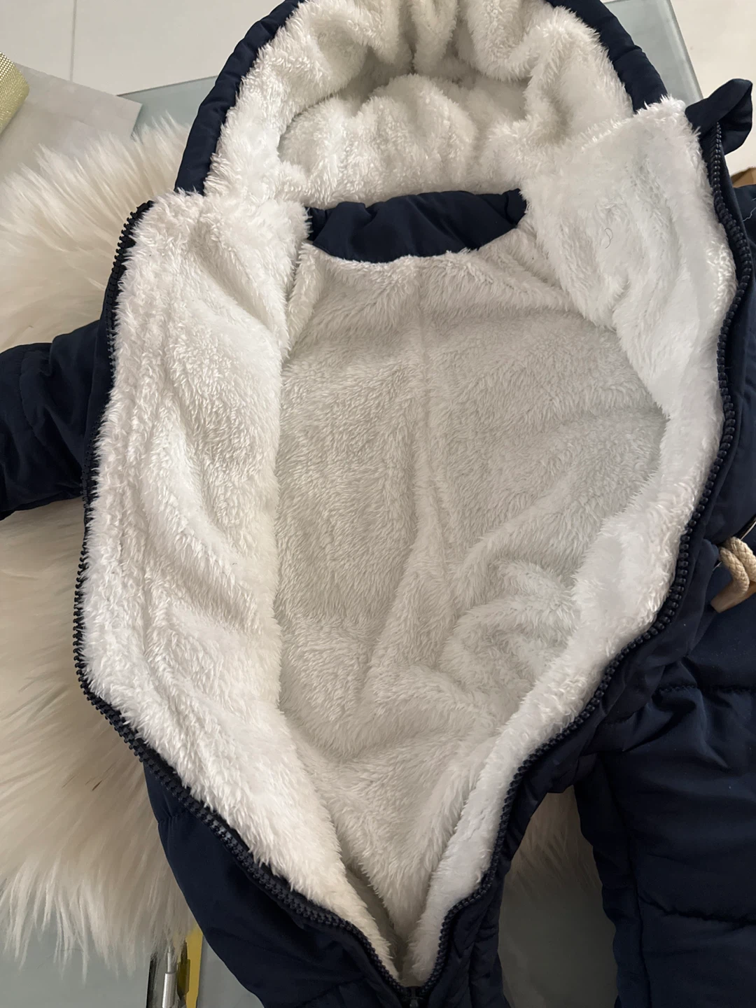 0 -8 M Navy Blue Baby Snowsuit with Hood - photo 2