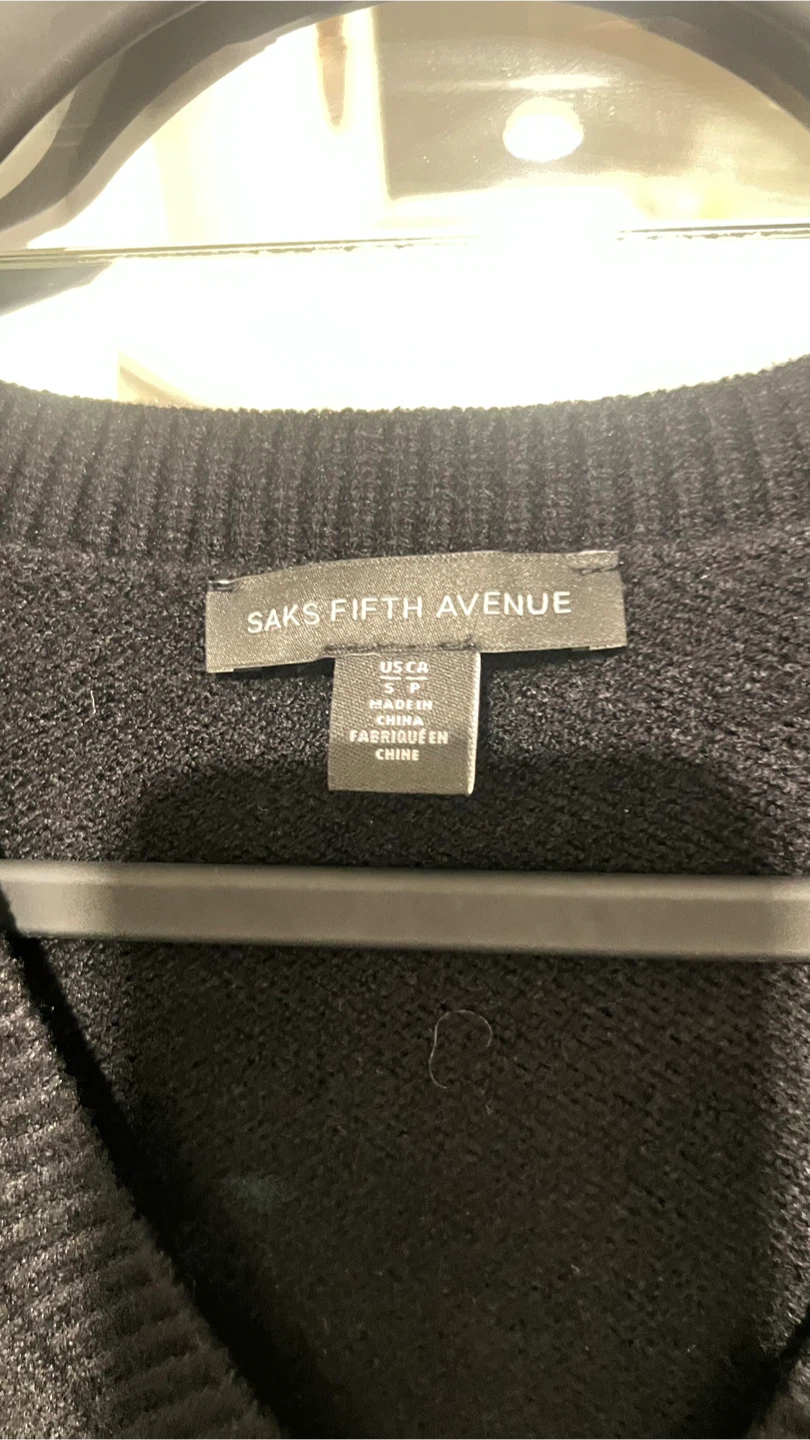 Saks Fifth Avenue Black Sweater with Faux Fur Cuffs - photo 4