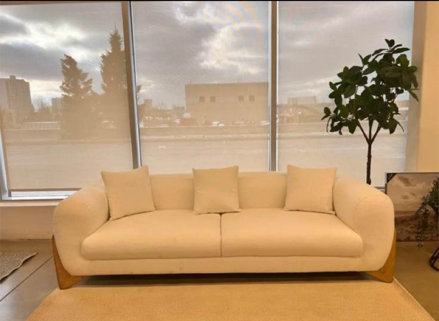 White Boucle Sofa - Some Staining