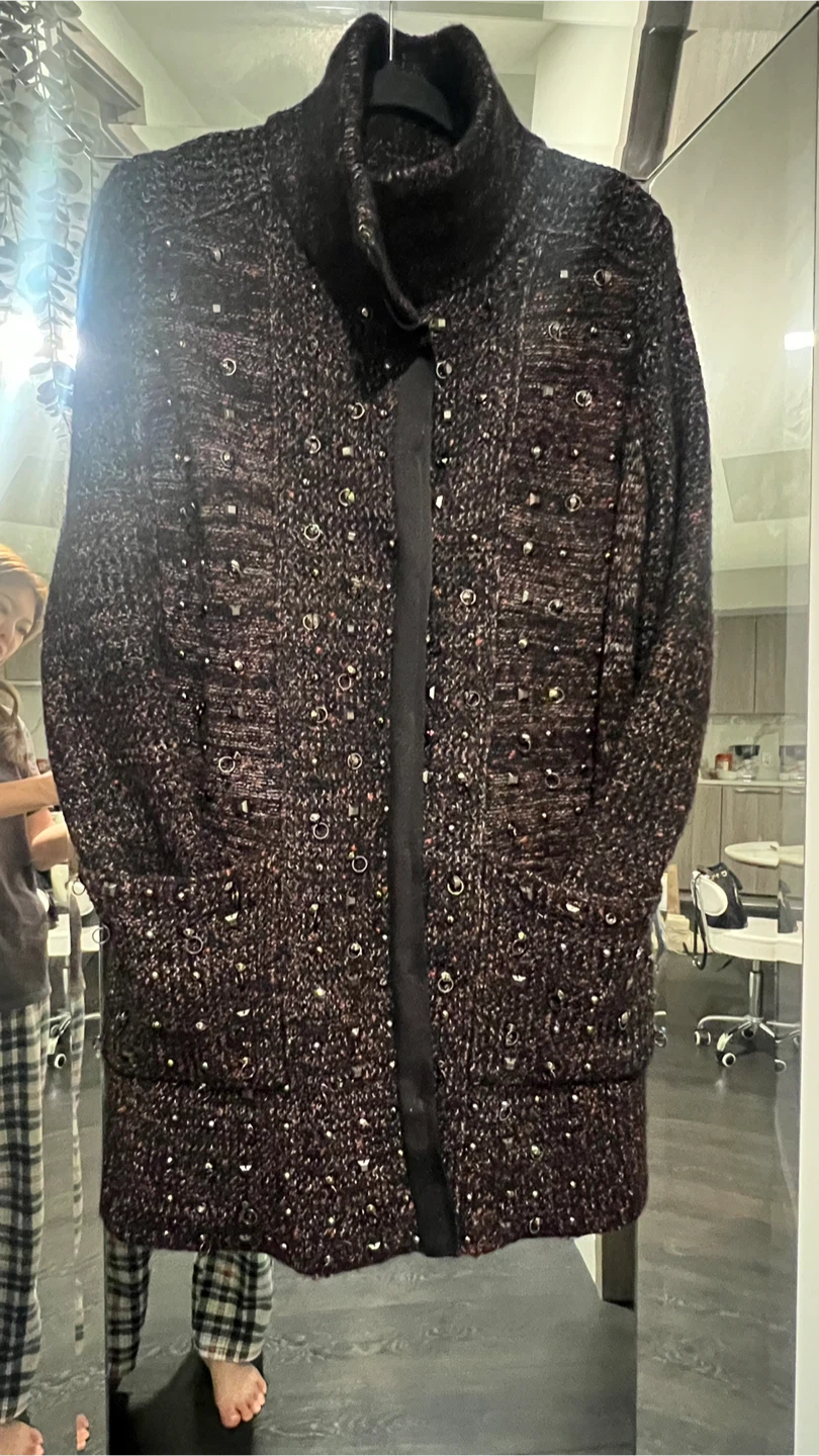 Lanvin Brown Embellished Knit Cardigan - photo 4