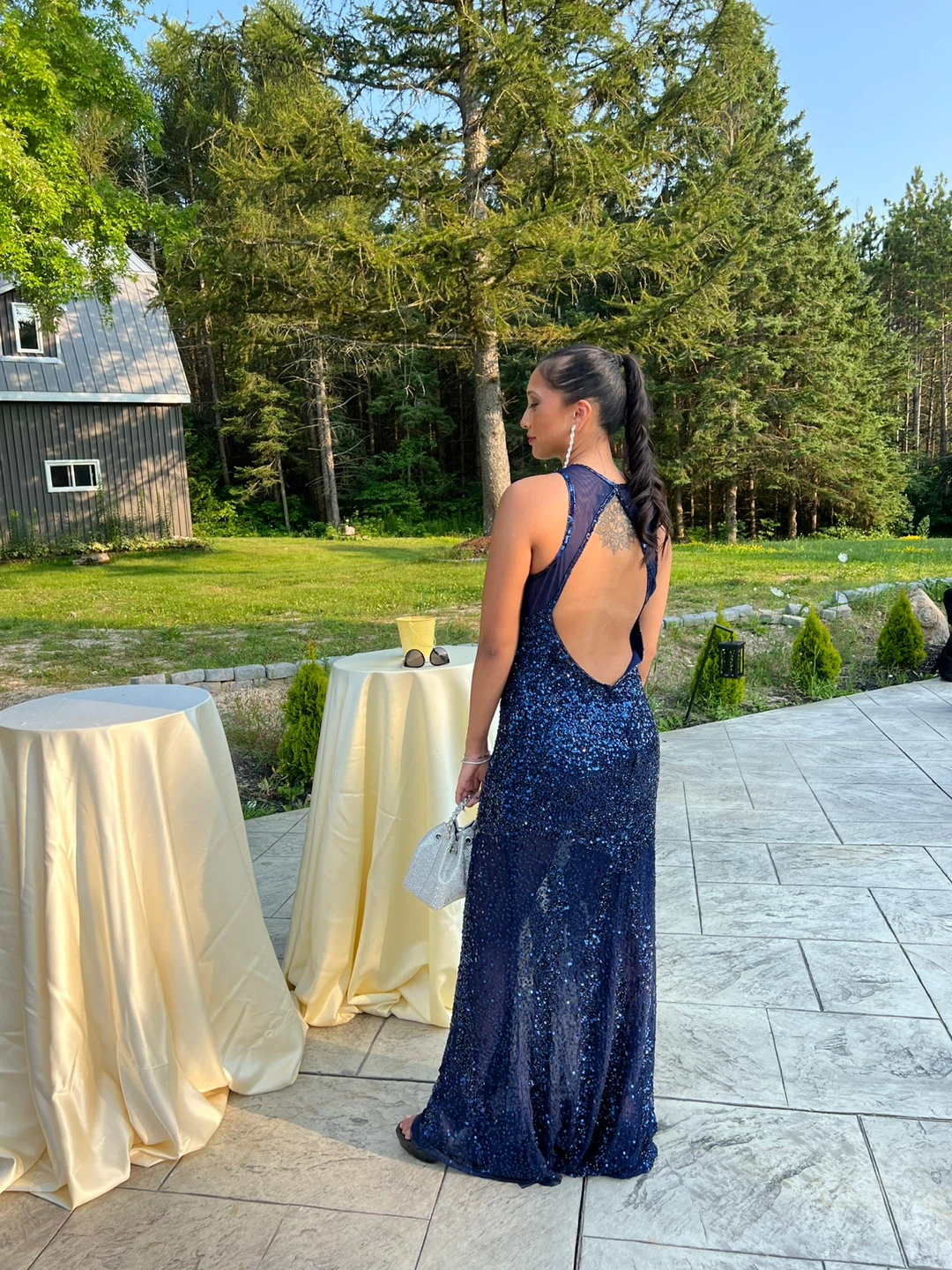 Navy Blue Beaded Gown - photo 2