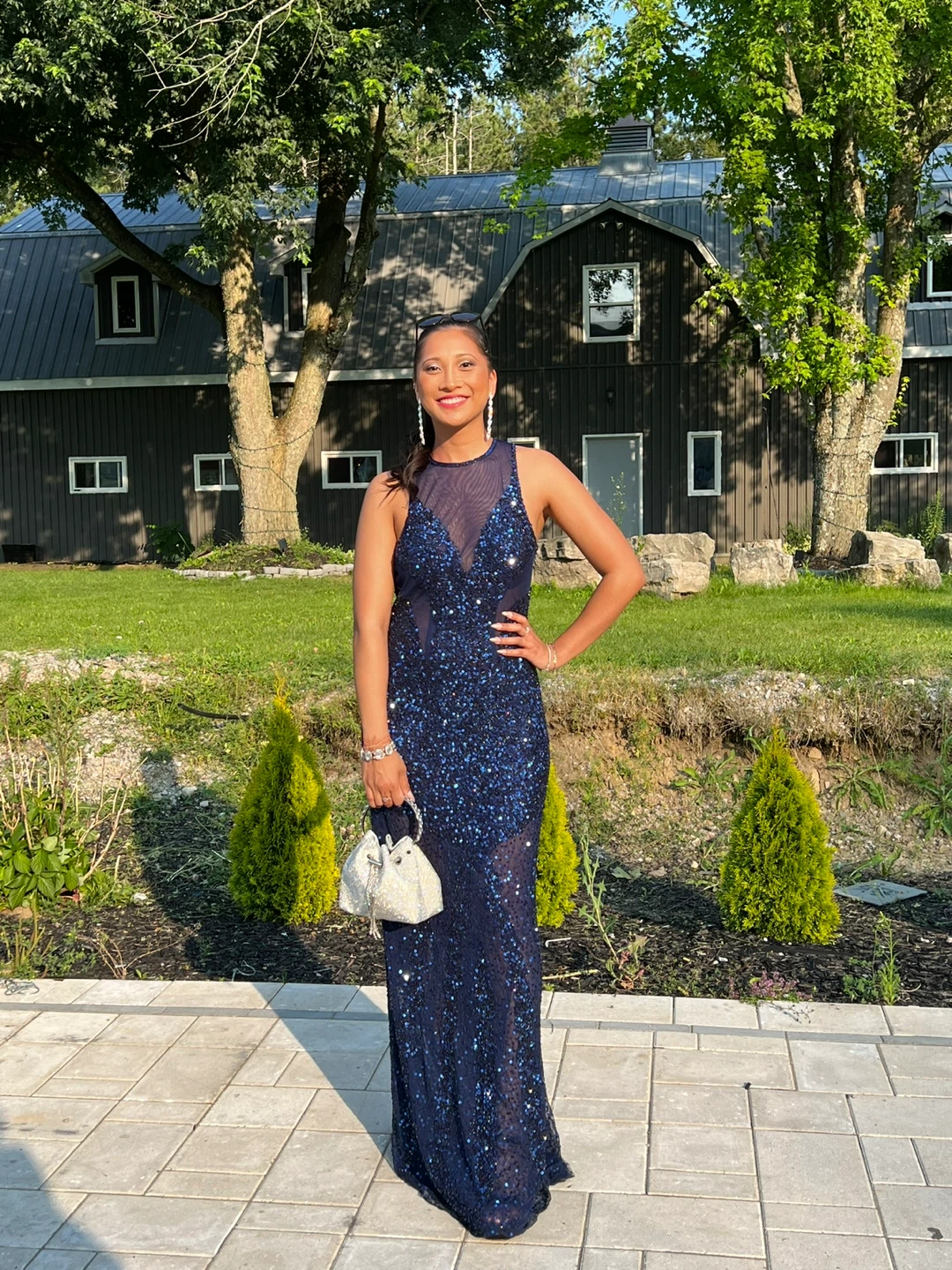 Navy Blue Beaded Gown