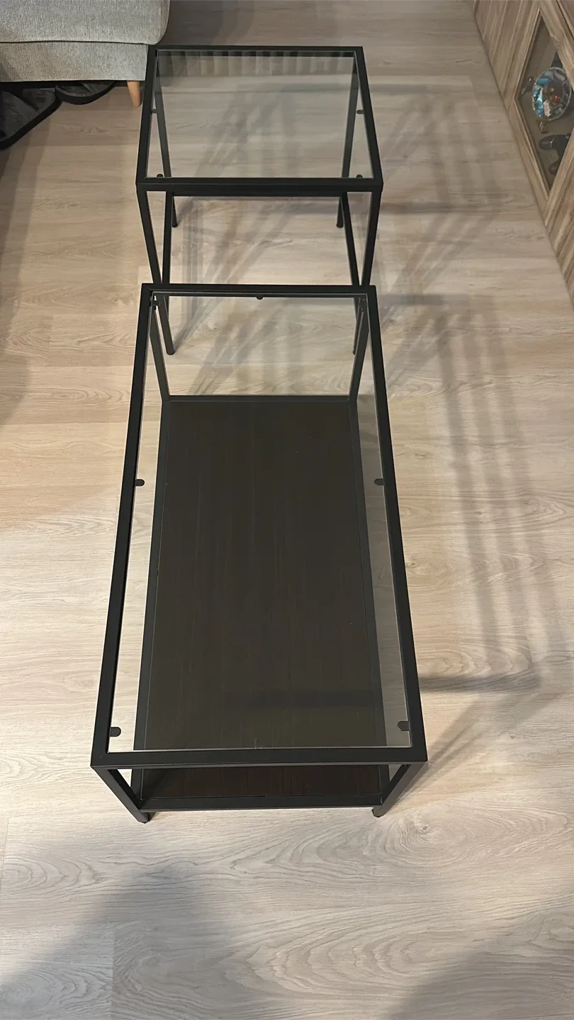 Nesting Coffee Tables - Black Frame, Glass Top