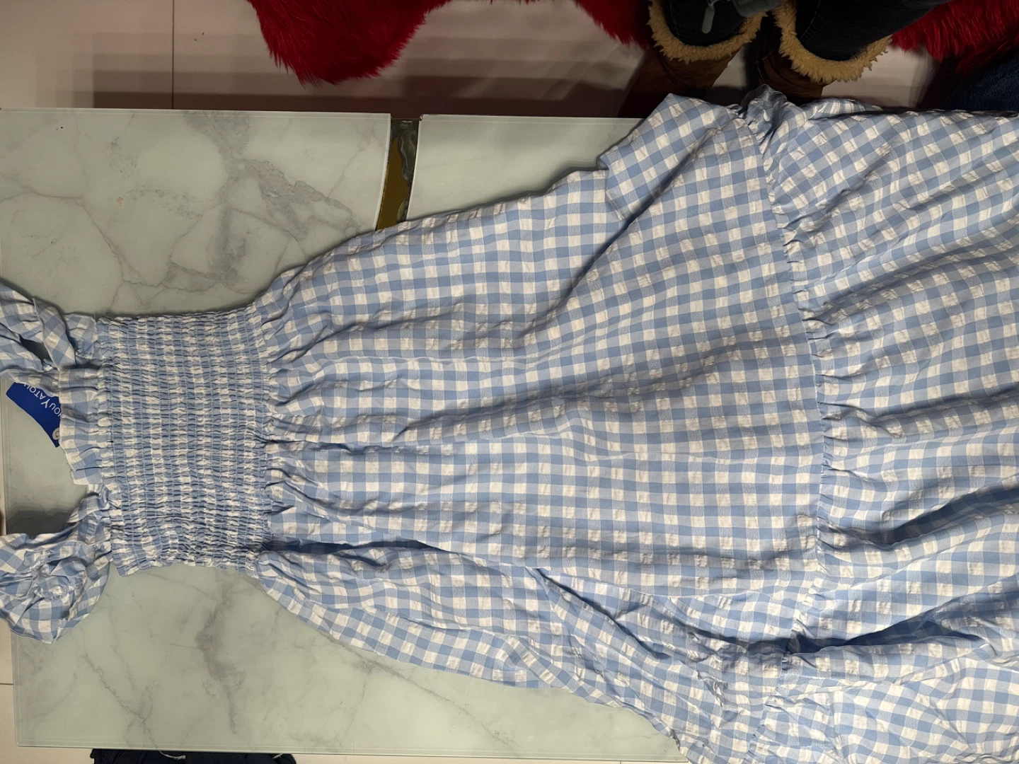 Chouyatou Blue Gingham Dress - Size M - photo 3