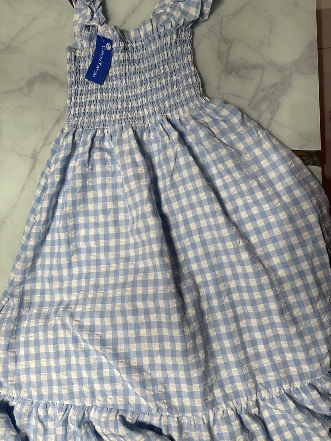 Chouyatou Blue Gingham Dress - Size M