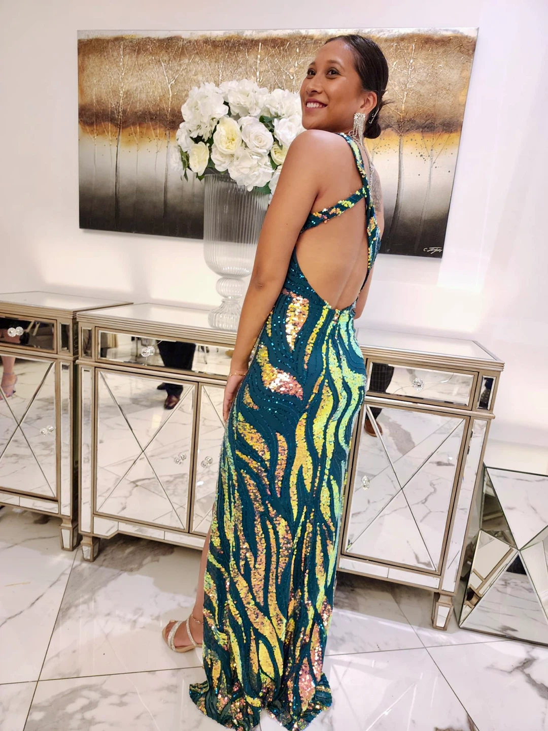 Green & Silver Beaded Gown - photo 2