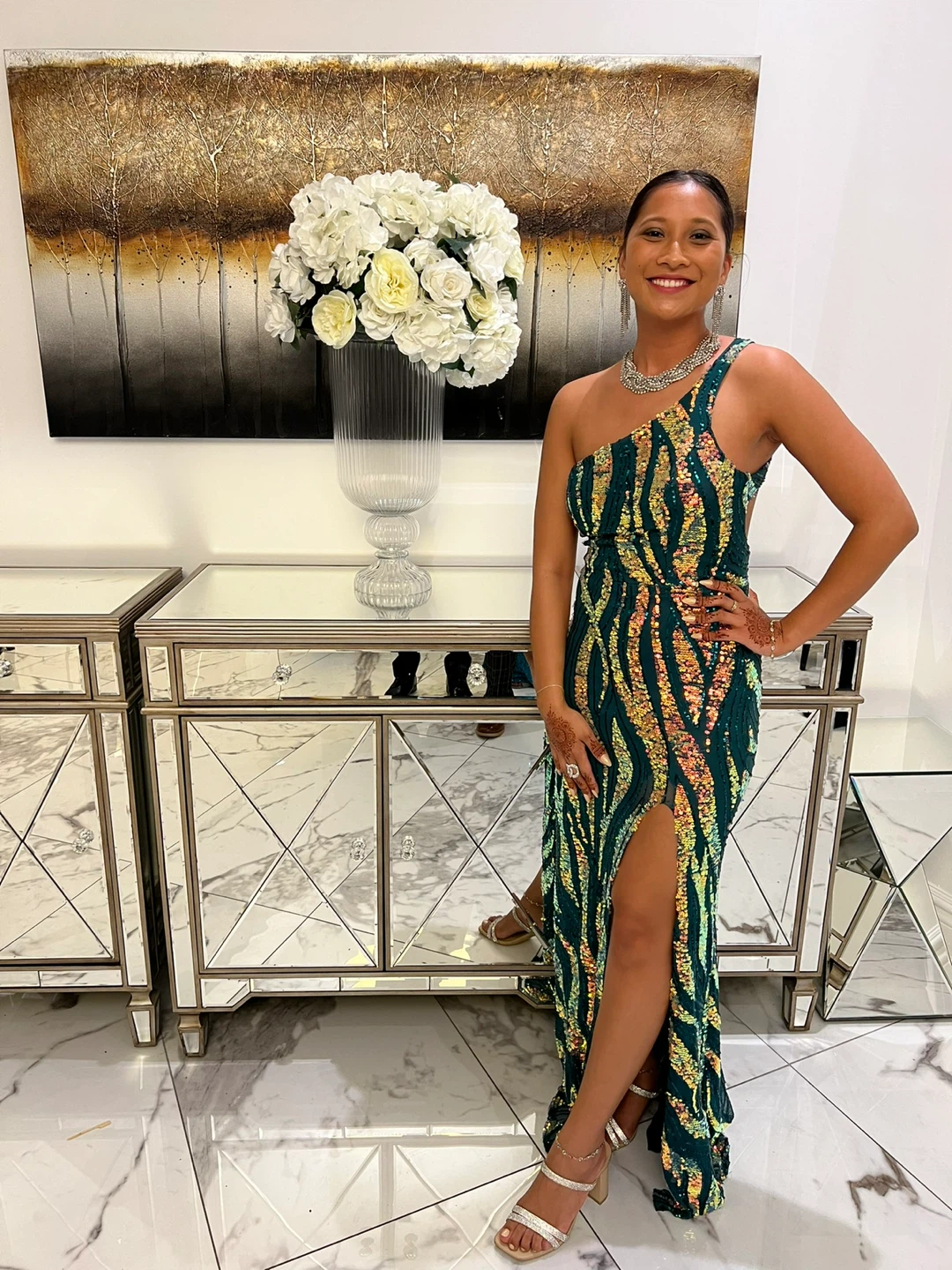 Green & Silver Beaded Gown