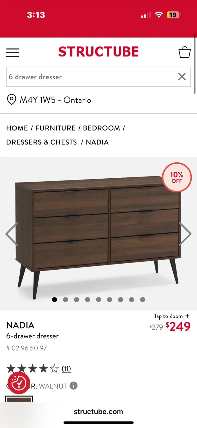 Structube Nadia 6-Drawer Dresser - Walnut image indicator(5)